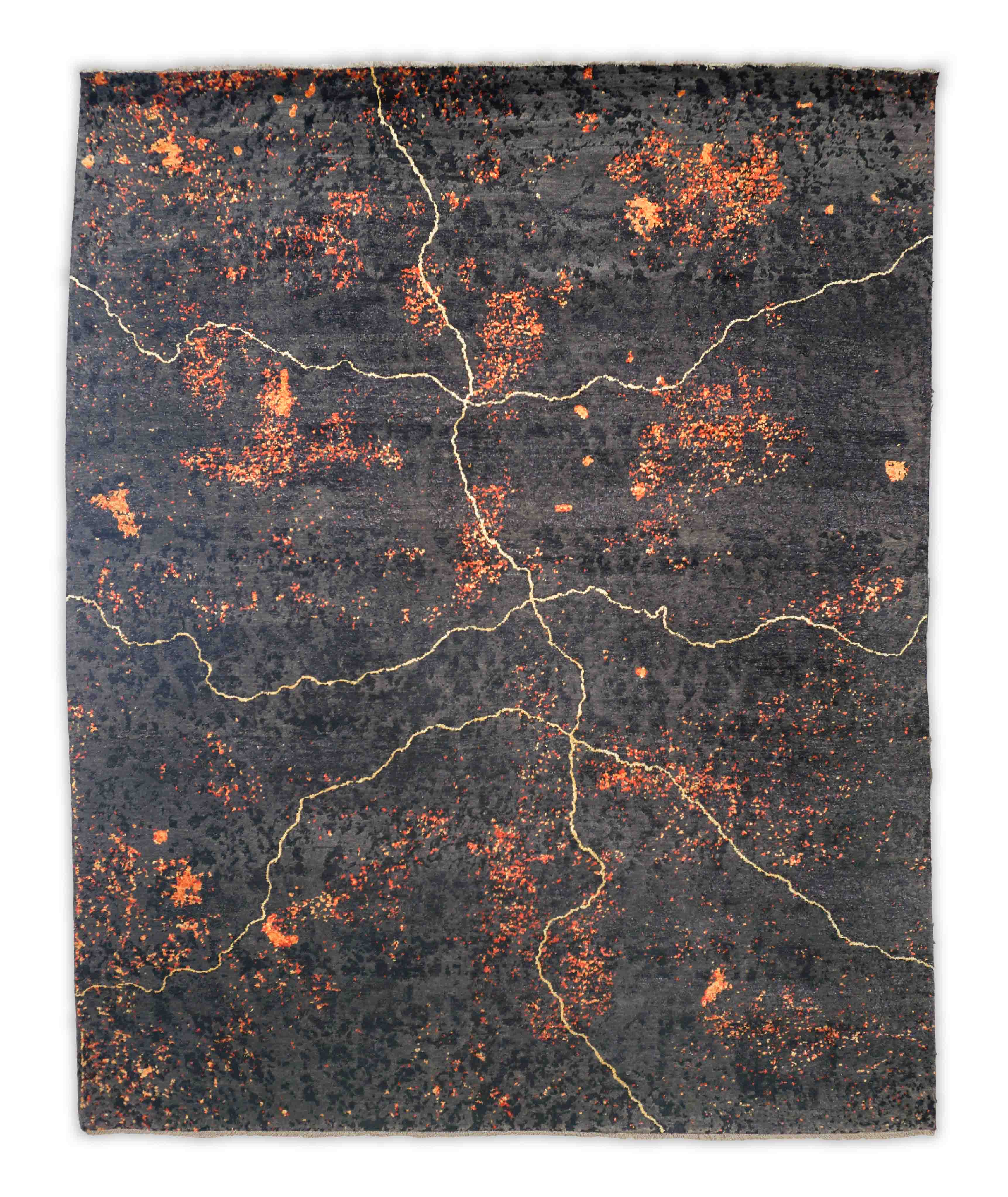 Floraler Teppich in grau und 303 cm x 244 cm groß