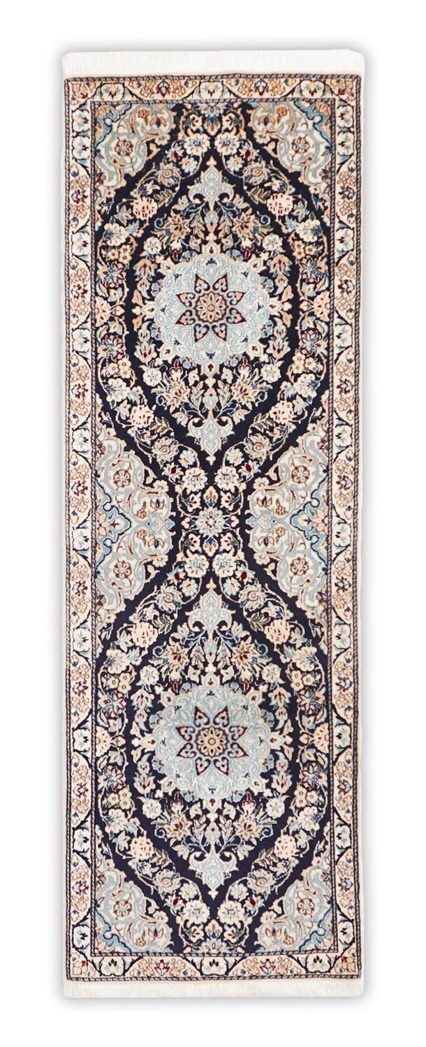 Nain Teppich mit Bordüre, in beige und 144 cm x 47 cm groß