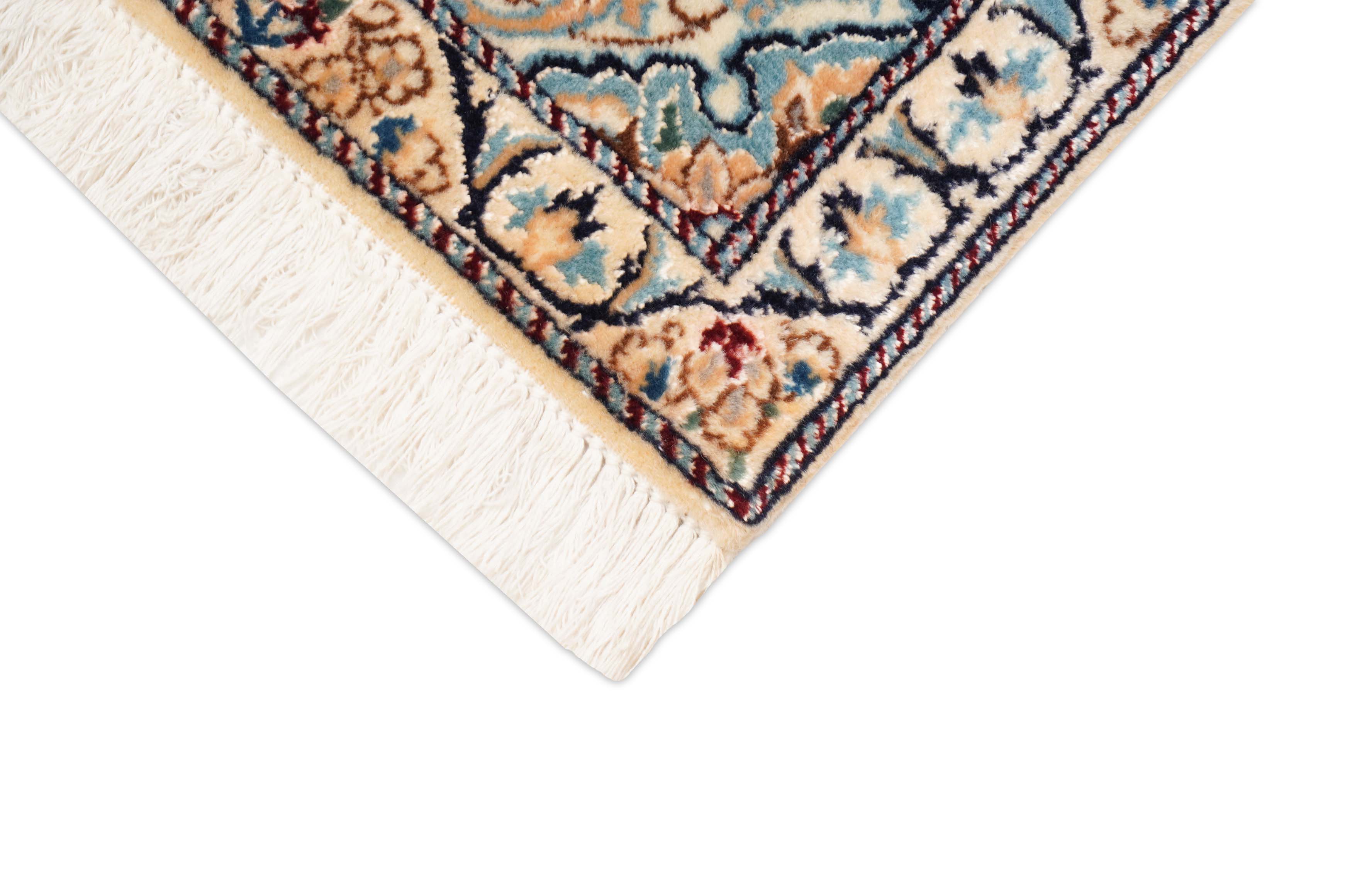 Nain Teppich mit Bordüre, in beige und 144 cm x 47 cm groß