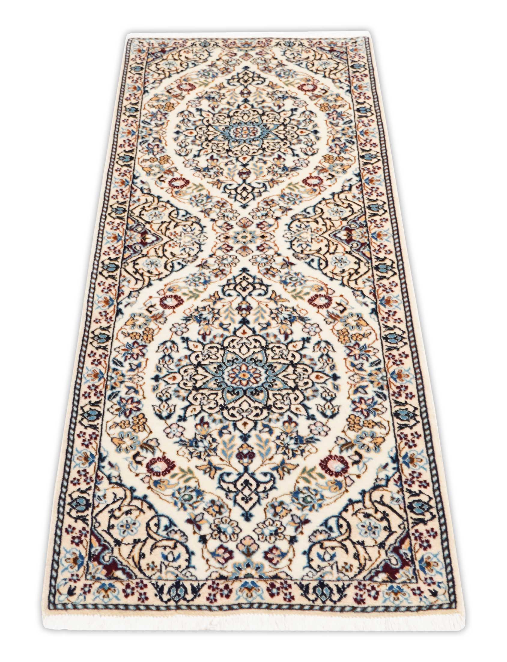 Nain Läufer mit Bordüre, in beige und 140 cm x 49 cm groß