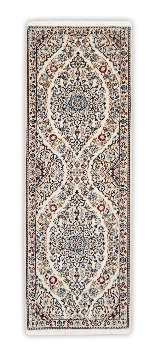 Nain Läufer mit Bordüre, in beige und 140 cm x 49 cm groß