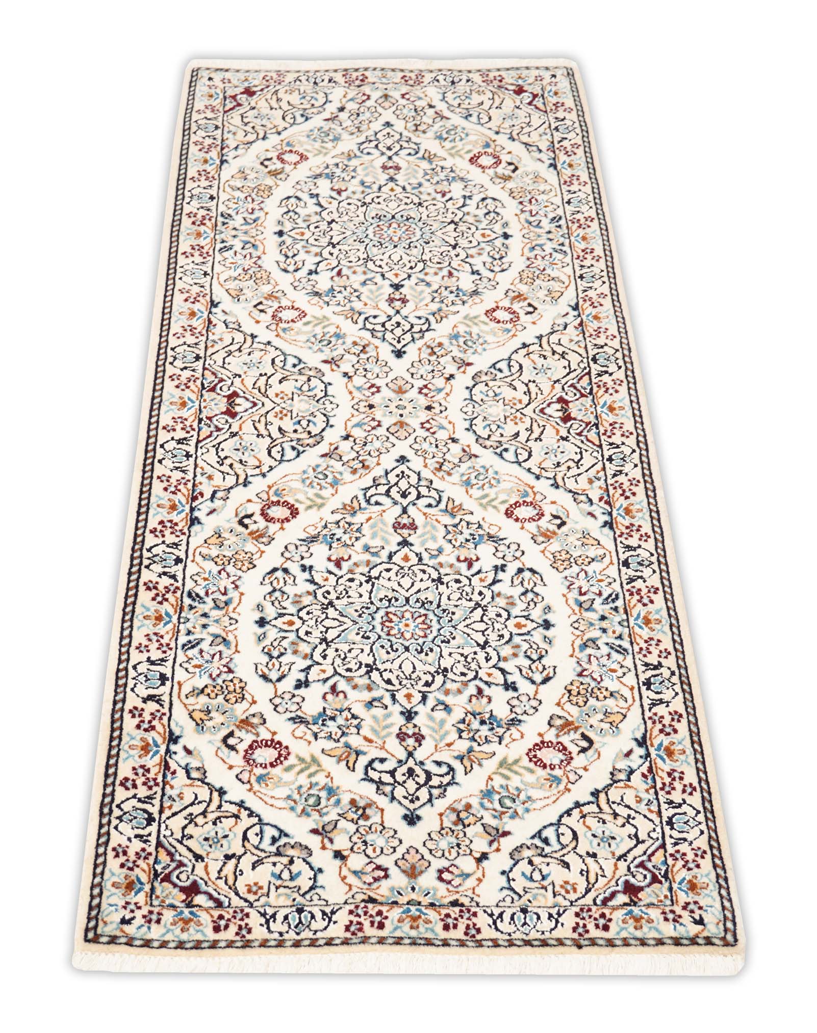 Nain Läufer mit Bordüre, in beige und 140 cm x 49 cm groß