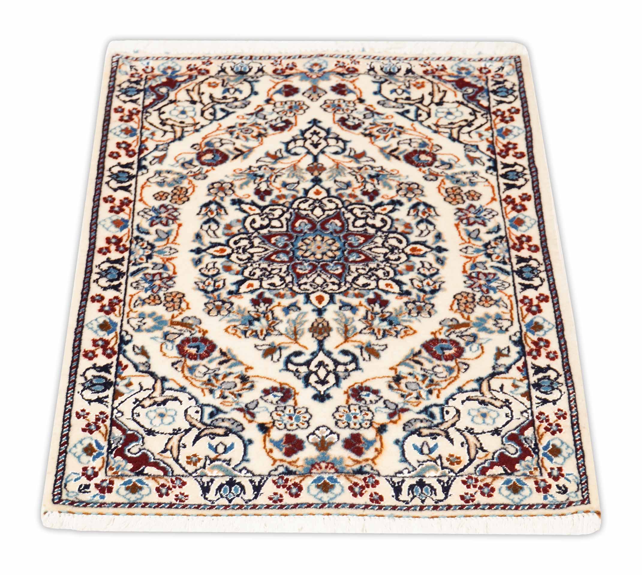 Nain Teppich in cremeweiß und 77 cm x 51 cm groß