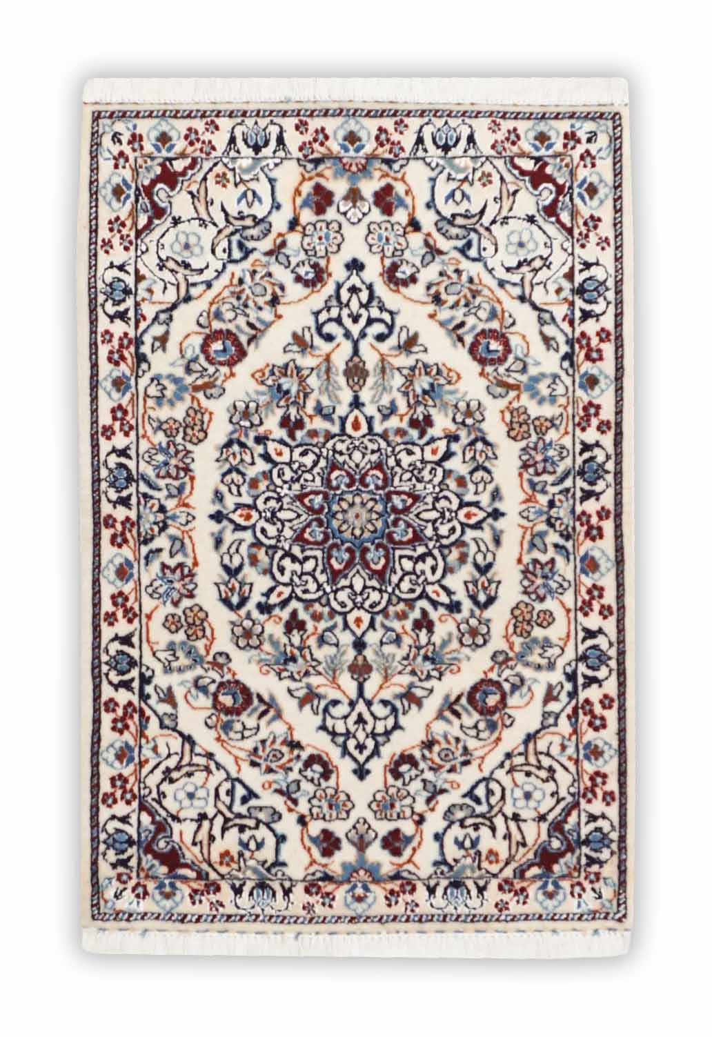 Nain Teppich in cremeweiß und 77 cm x 51 cm groß