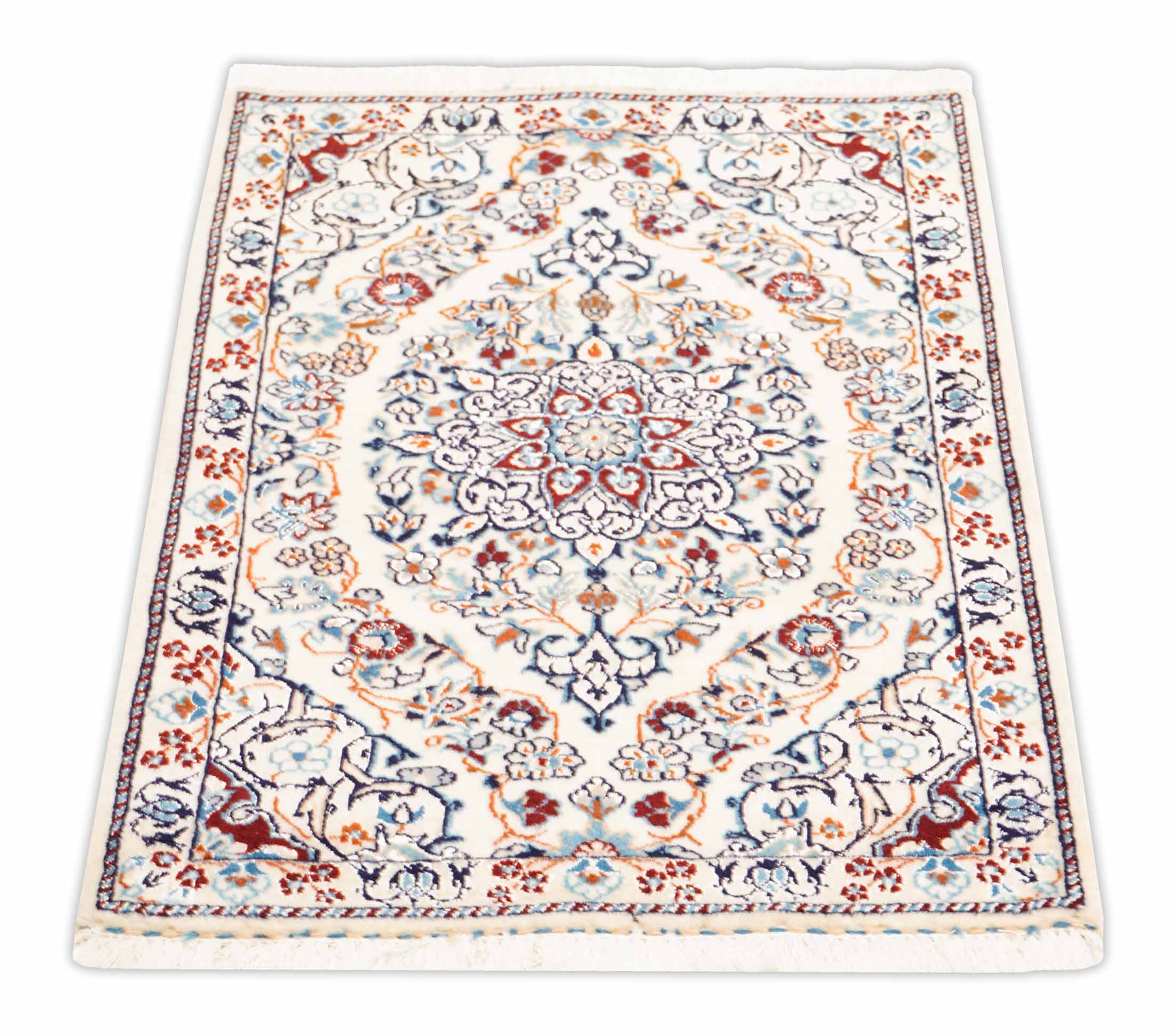 Nain Teppich in cremeweiß und 77 cm x 51 cm groß