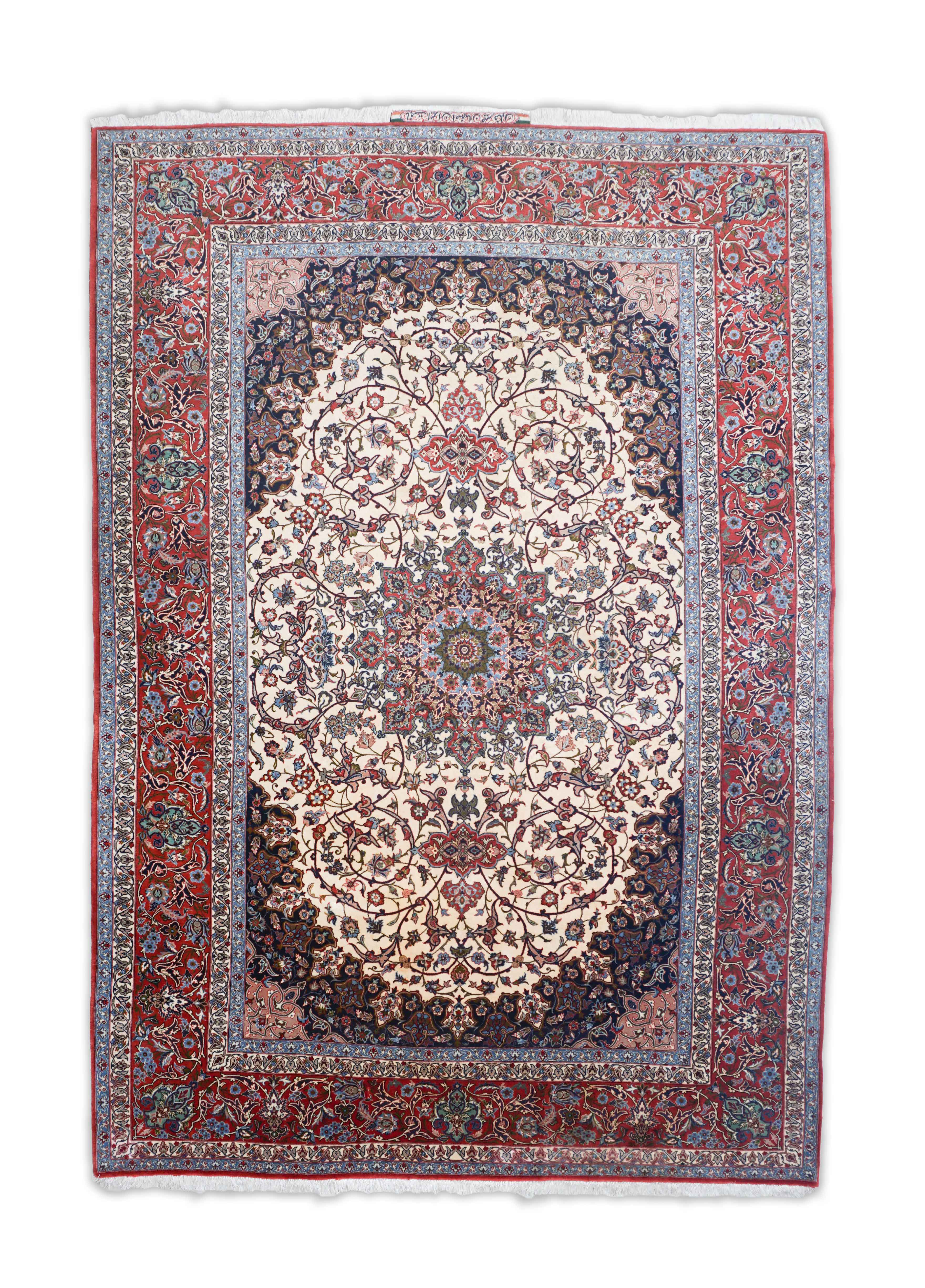 Isfahan Seirafian Orient Teppich in dunkelrot, cremeweiß und 303 cm x 210 cm groß