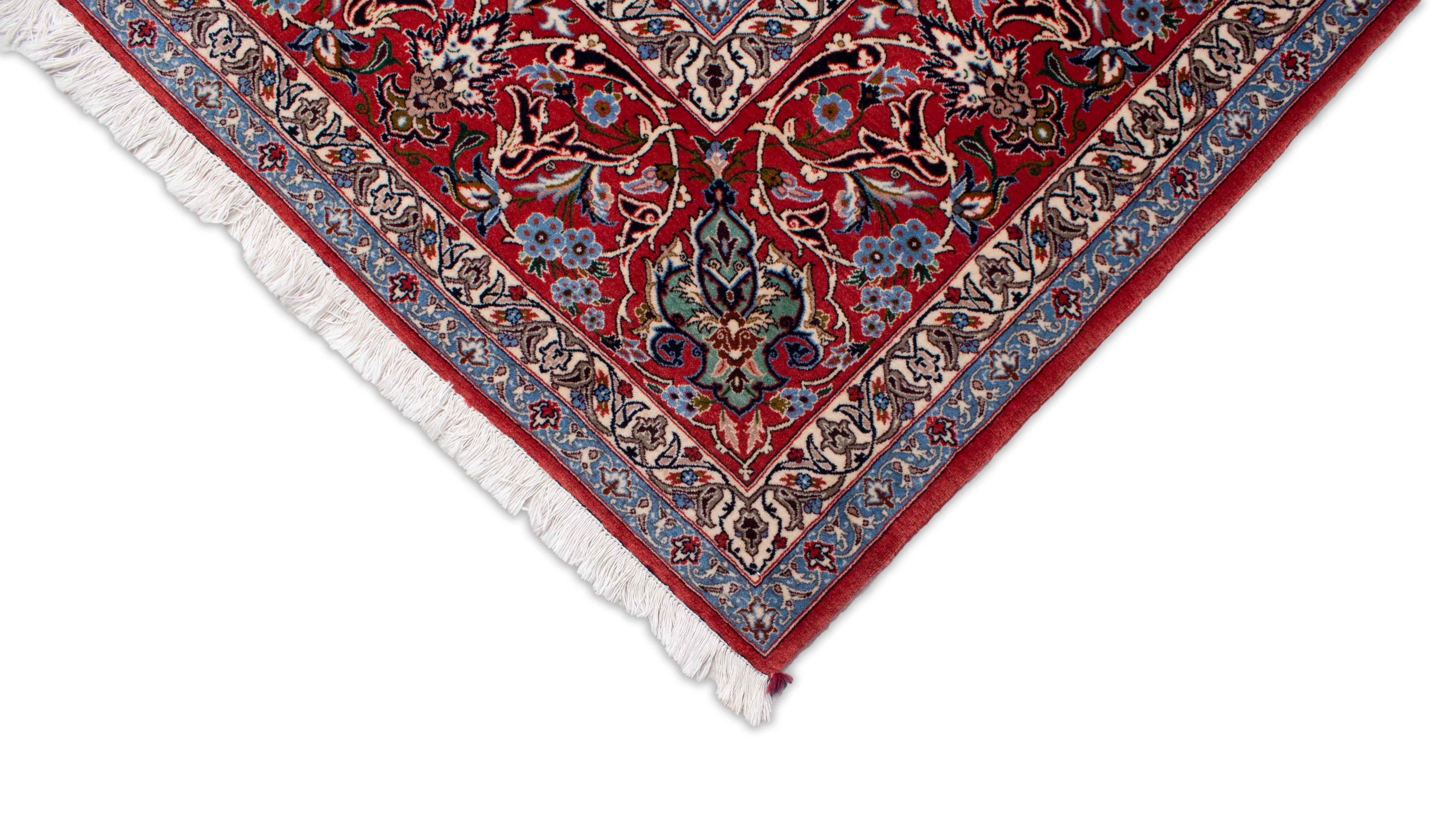 Isfahan Seirafian Orient Teppich in dunkelrot, cremeweiß und 303 cm x 210 cm groß