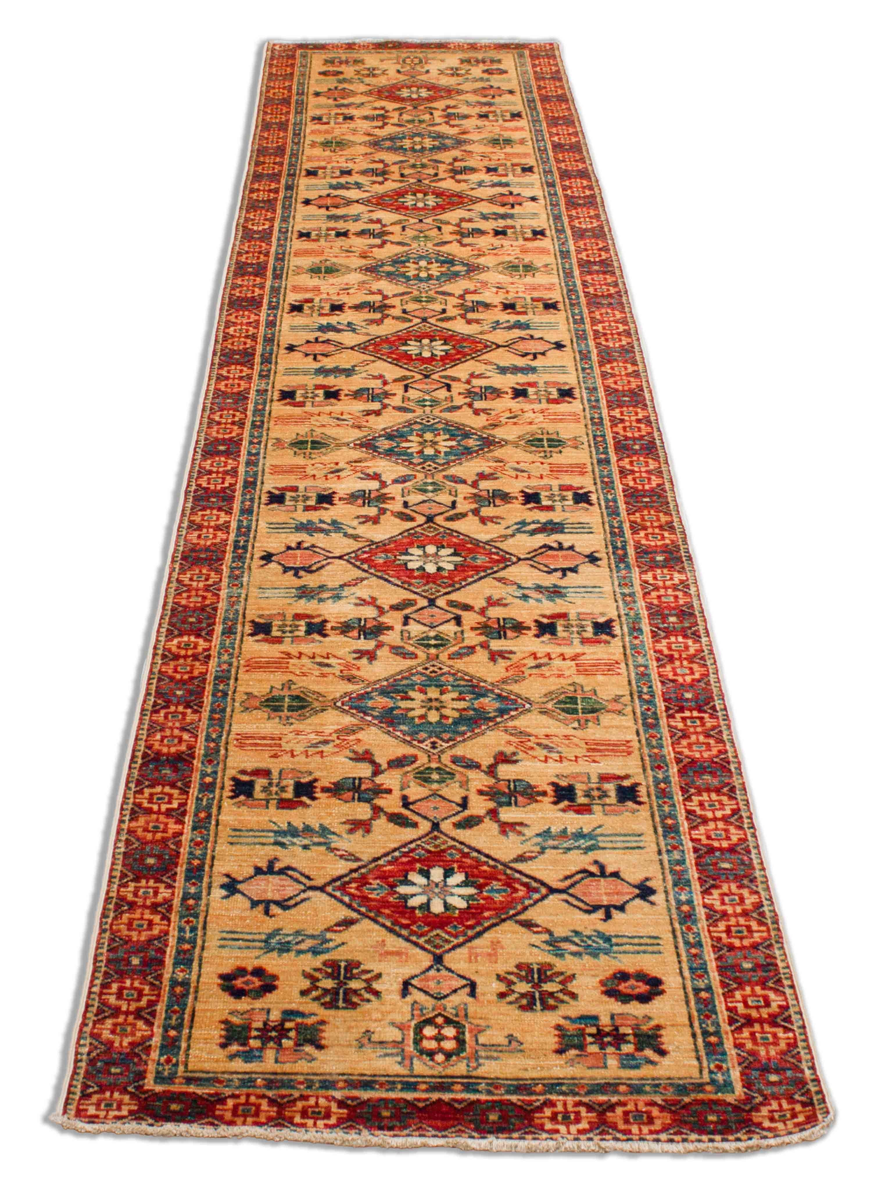 Eine Fotoaufnahme eines Kazak Teppichs.