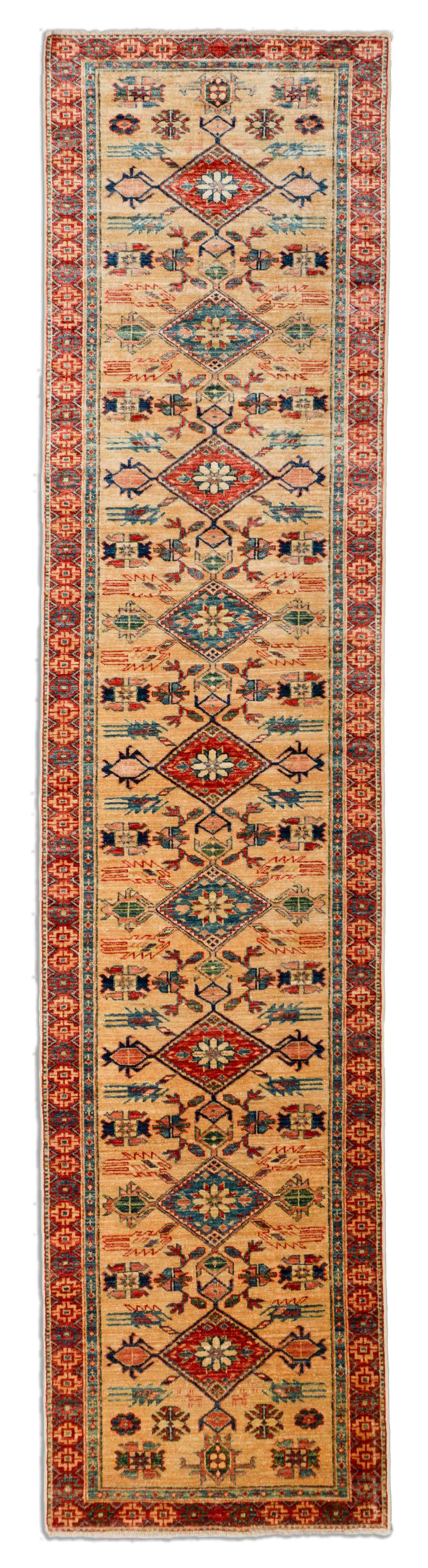 Eine Fotoaufnahme eines Kazak Teppichs.