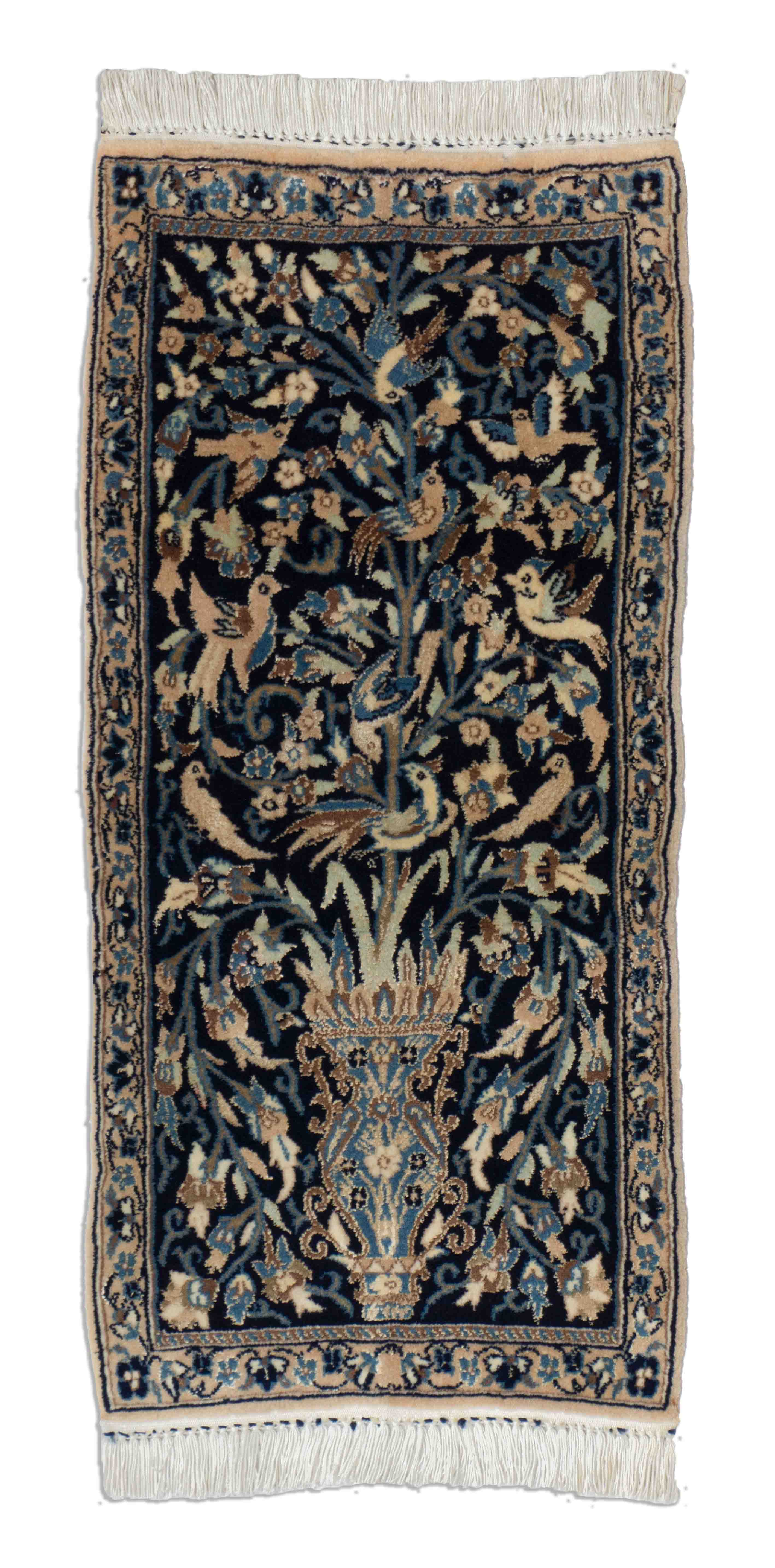 Nain Läufer in dunkelblau, dunkelgrün und 76 cm x 36 cm groß