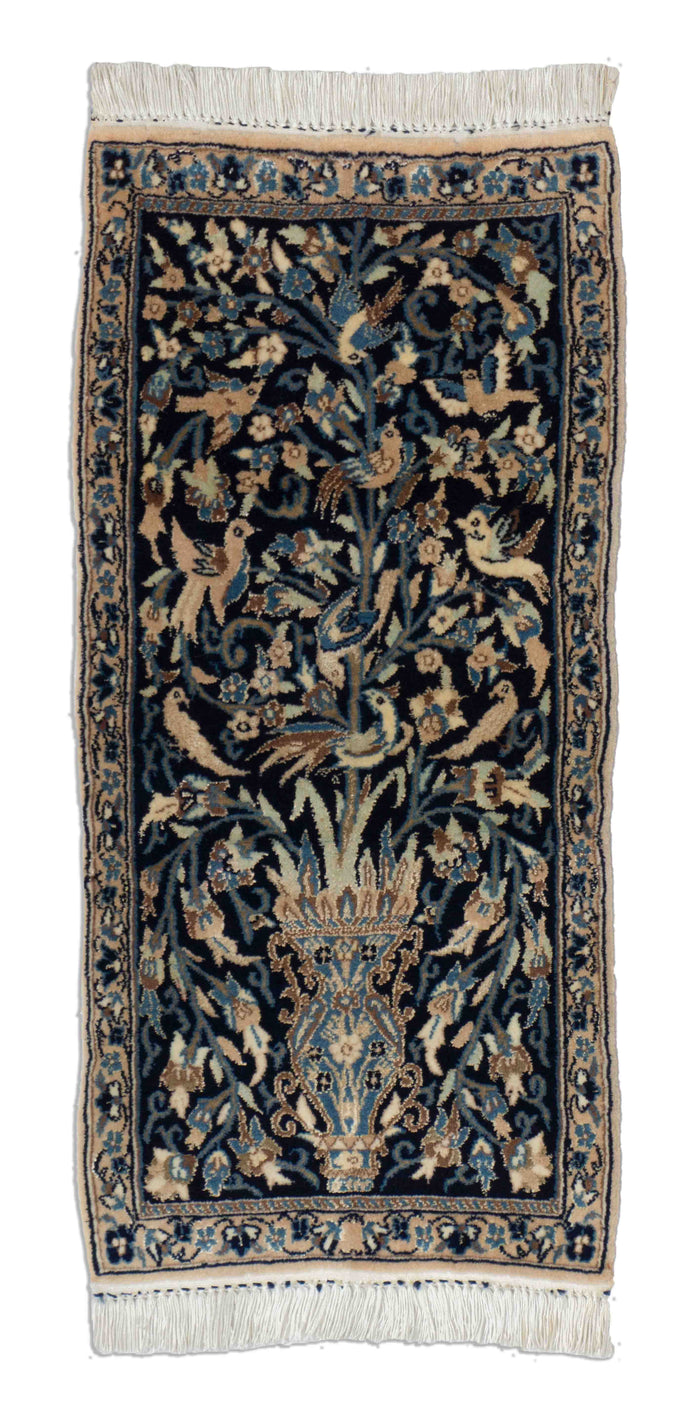 Nain Läufer in dunkelblau, dunkelgrün und 76 cm x 36 cm groß