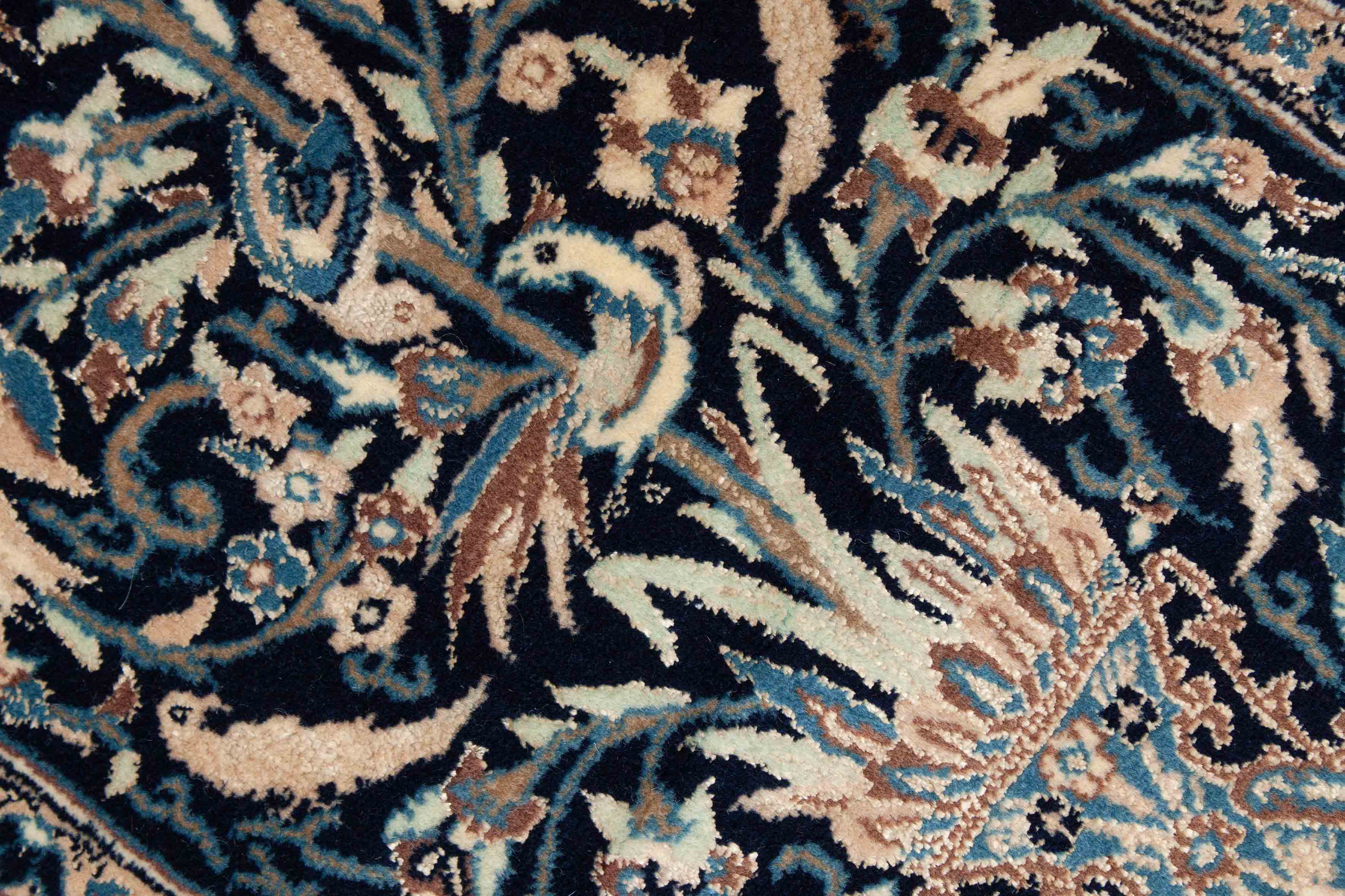 Nain Läufer in dunkelblau, dunkelgrün und 76 cm x 36 cm groß