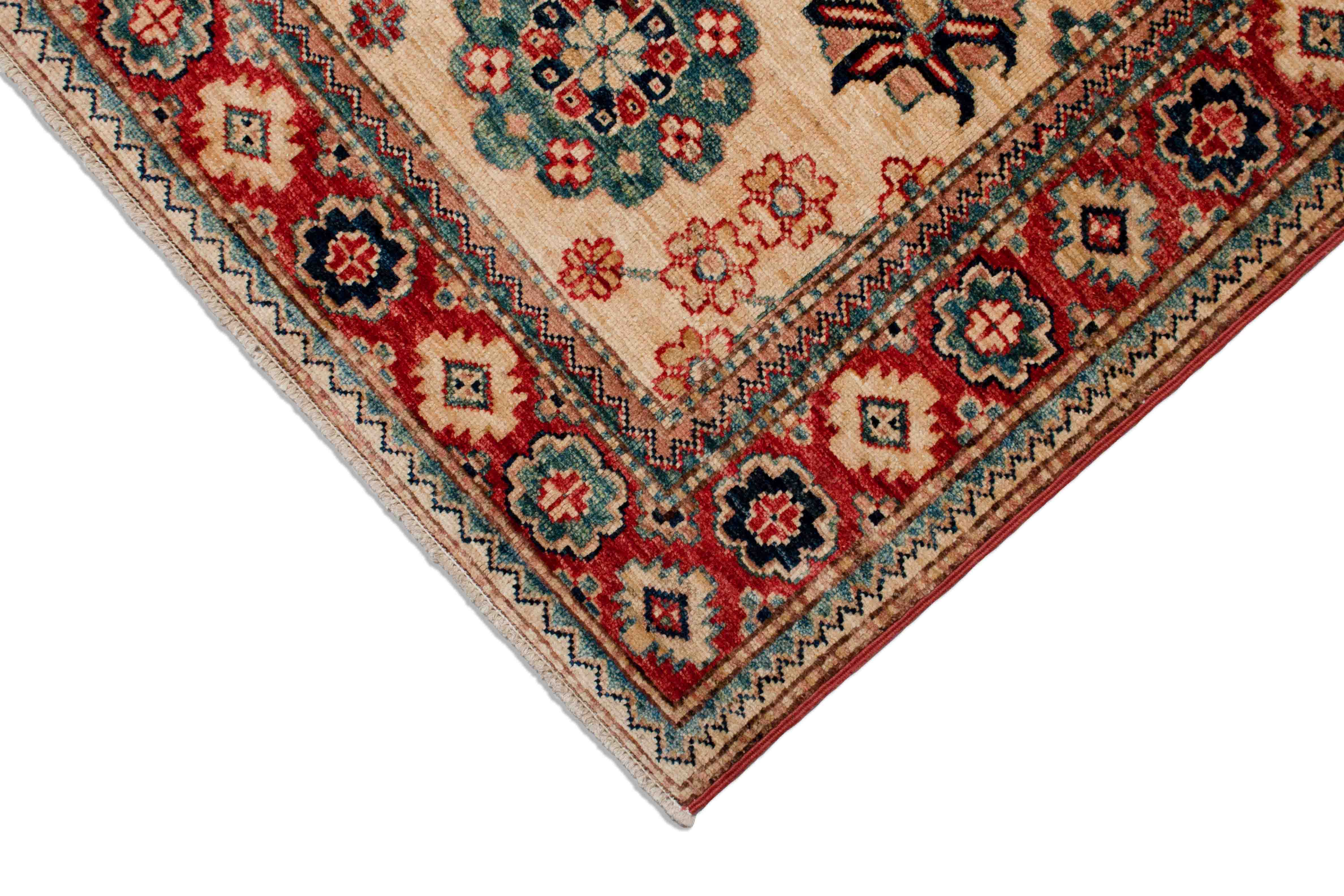 Eine Fotoaufnahme eines Kazak Teppichs.