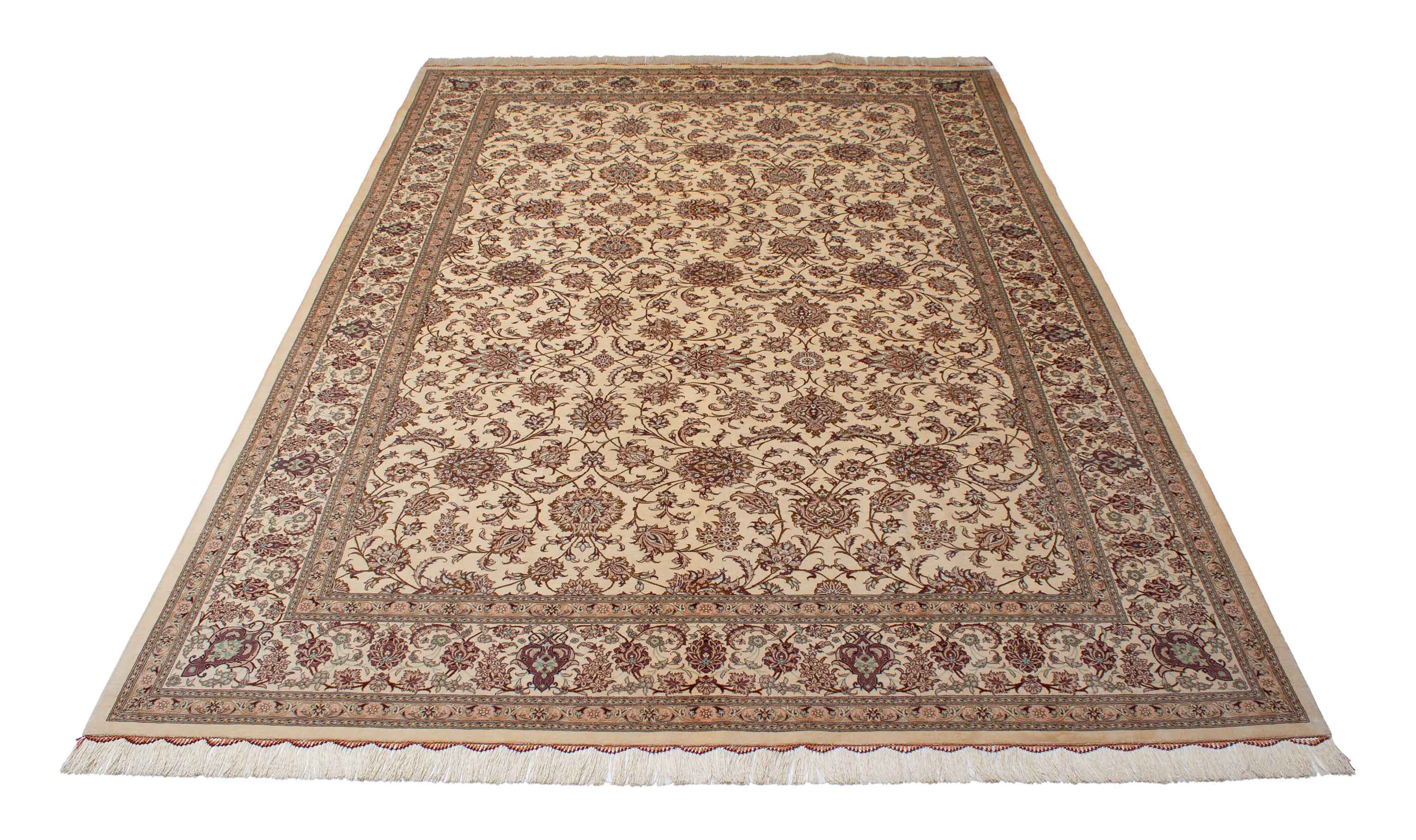 Eine Fotoaufnahme eines Ghom Teppichs.