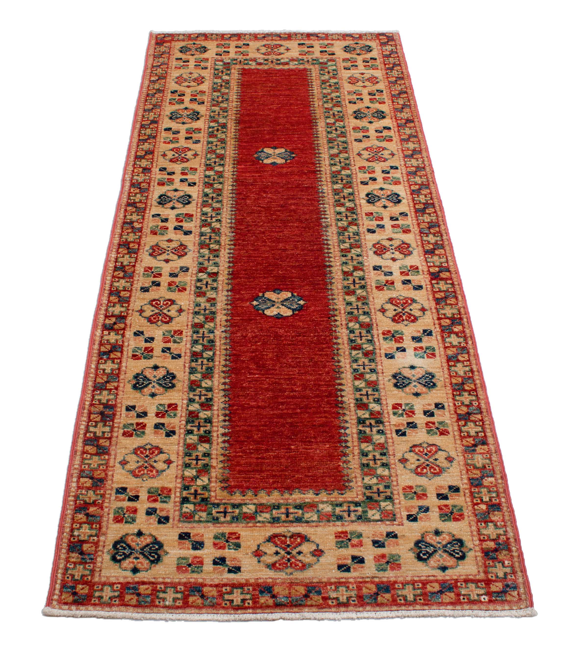 Eine Fotoaufnahme eines Kazak Teppichs.