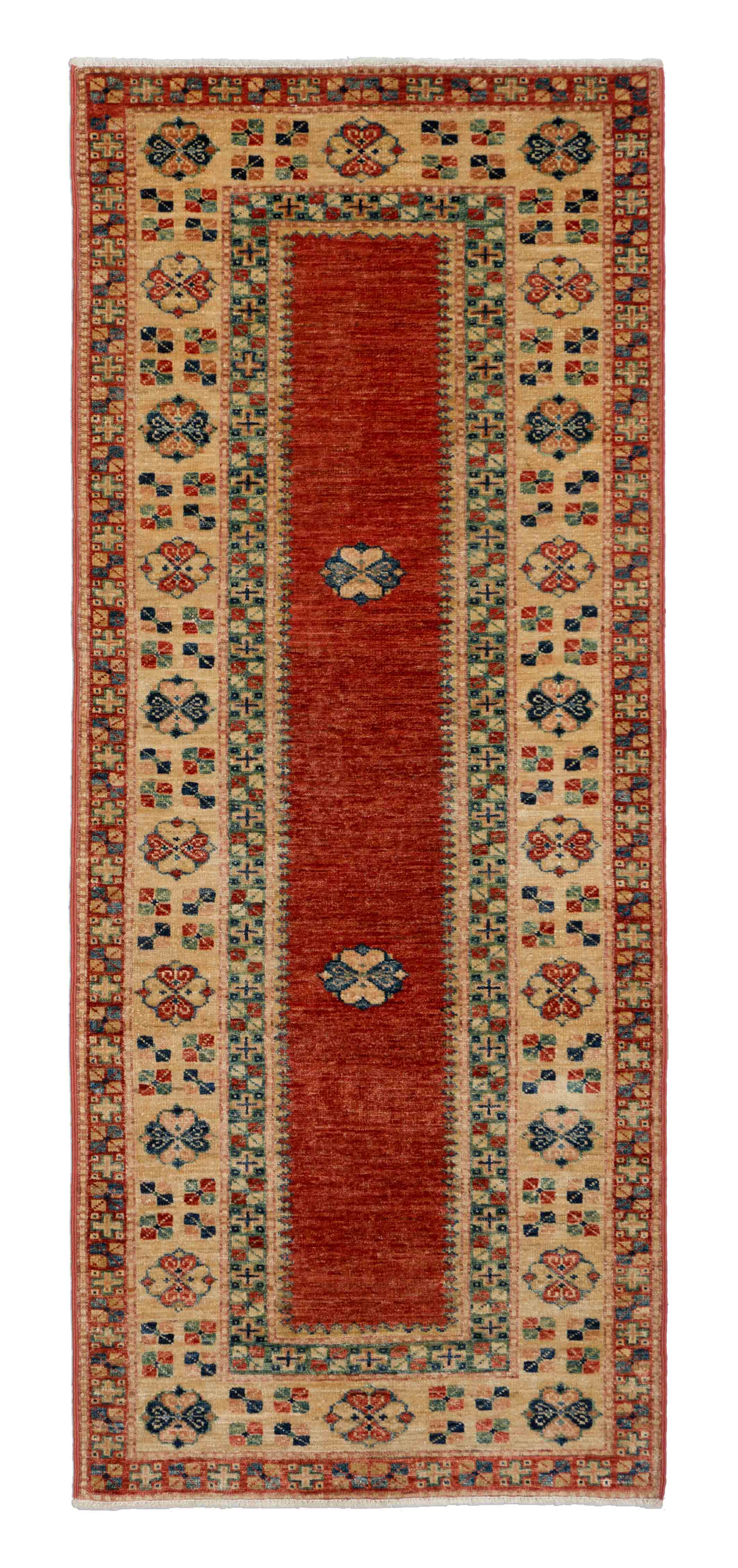 Eine Fotoaufnahme eines Kazak Teppichs.