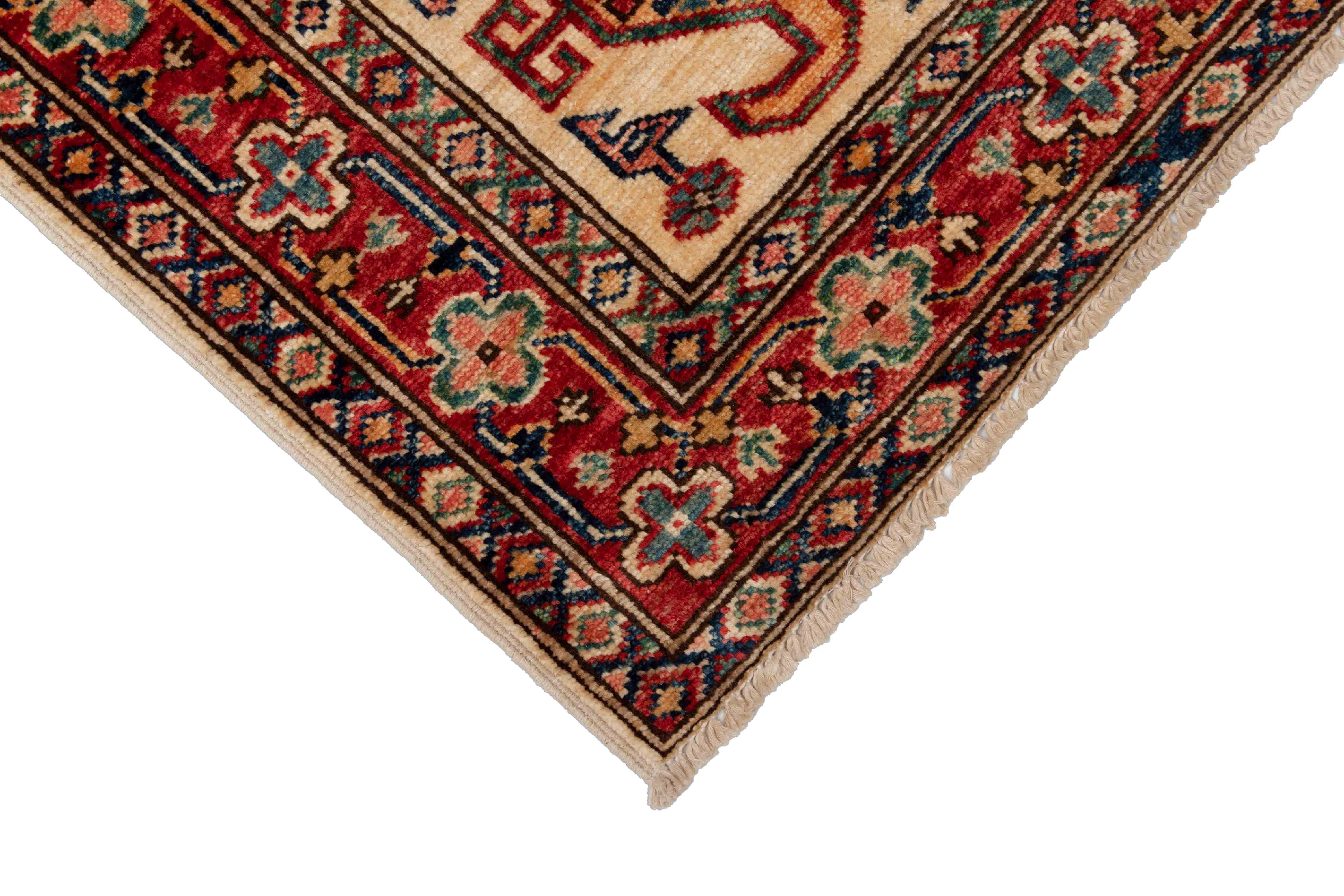 Eine Fotoaufnahme eines Kazak Teppichs.