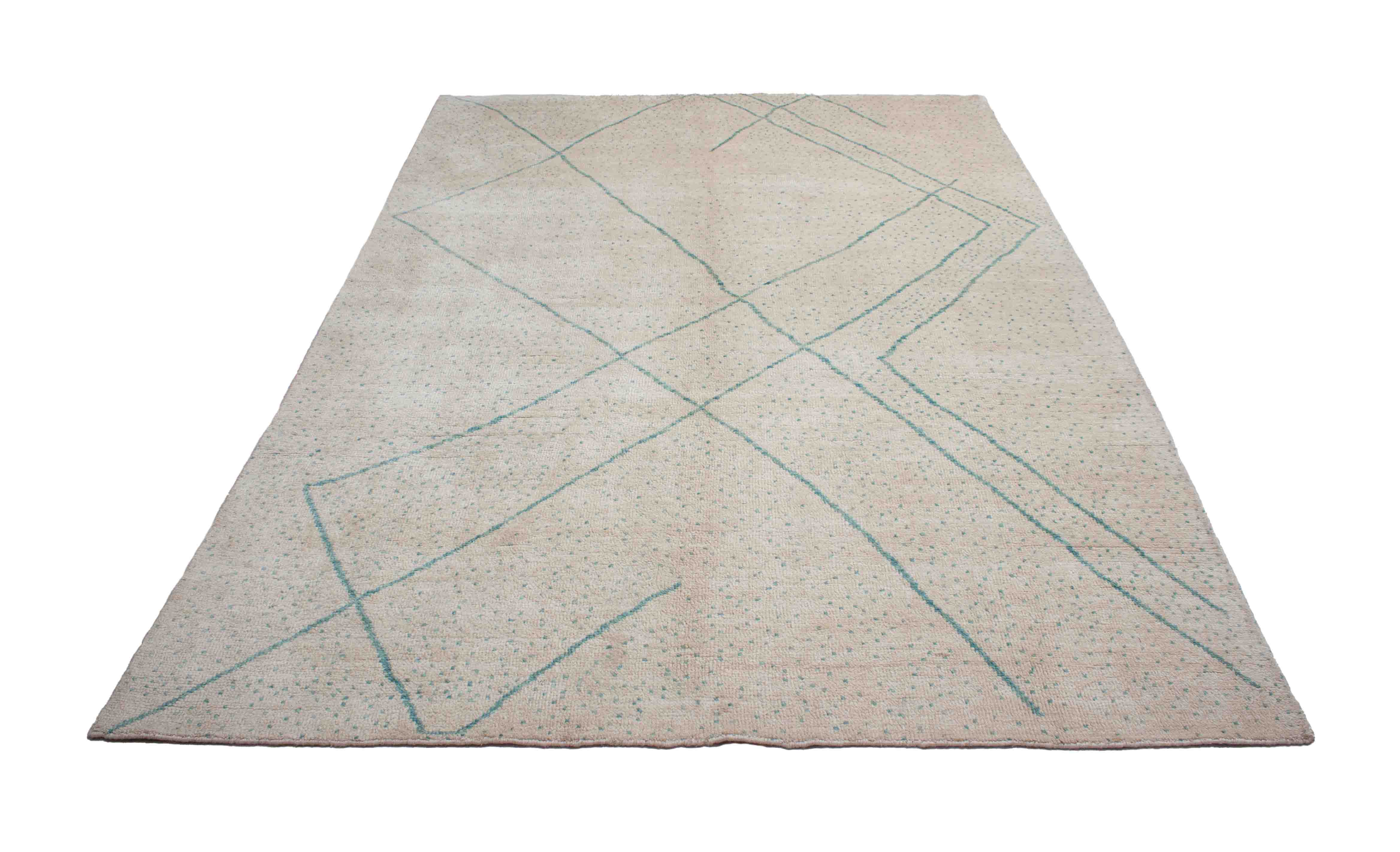 Melierter Beni Berber Teppich in cremeweiß und 292 cm x 198 cm groß