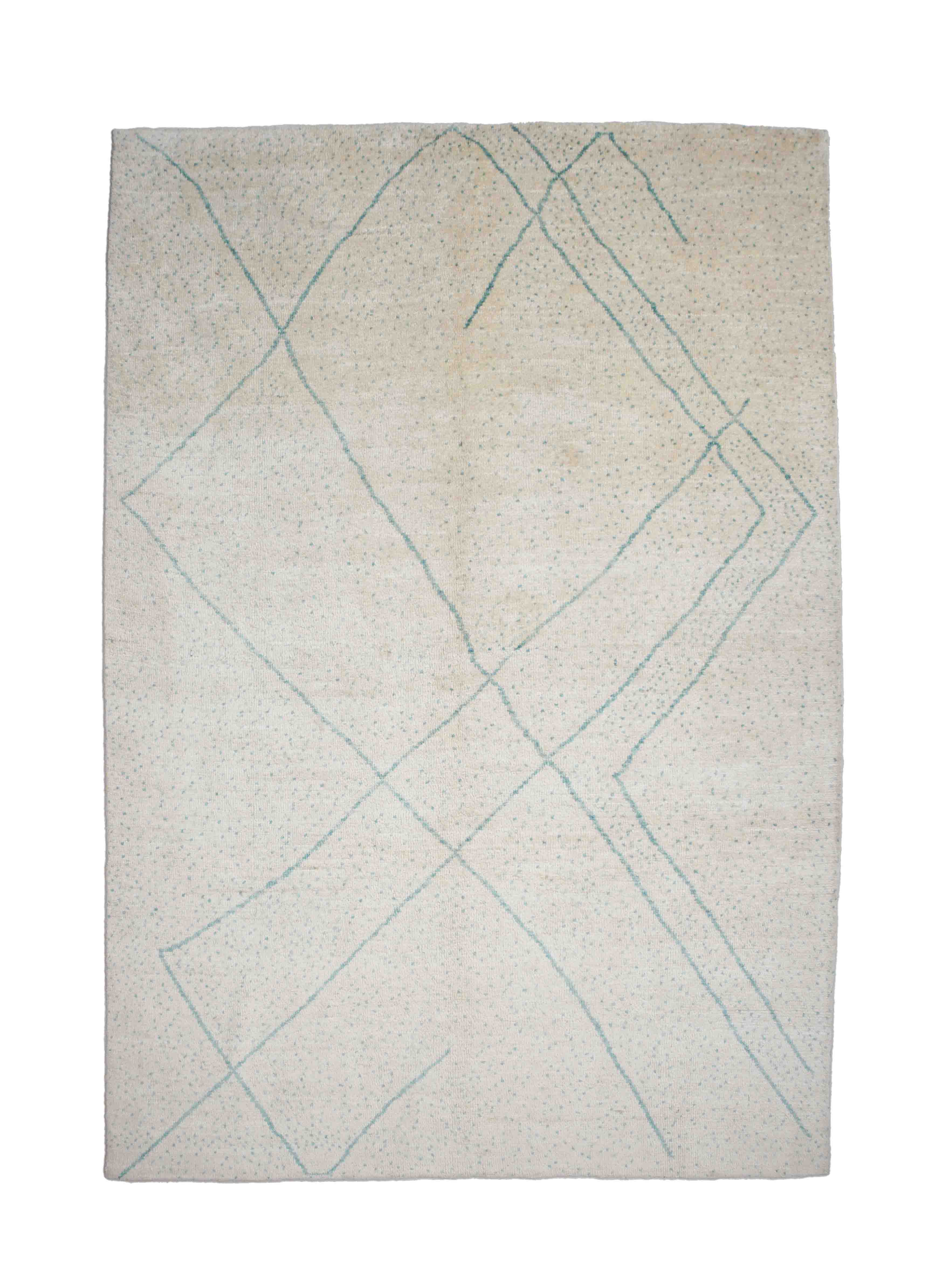 Melierter Beni Berber Teppich in cremeweiß und 292 cm x 198 cm groß