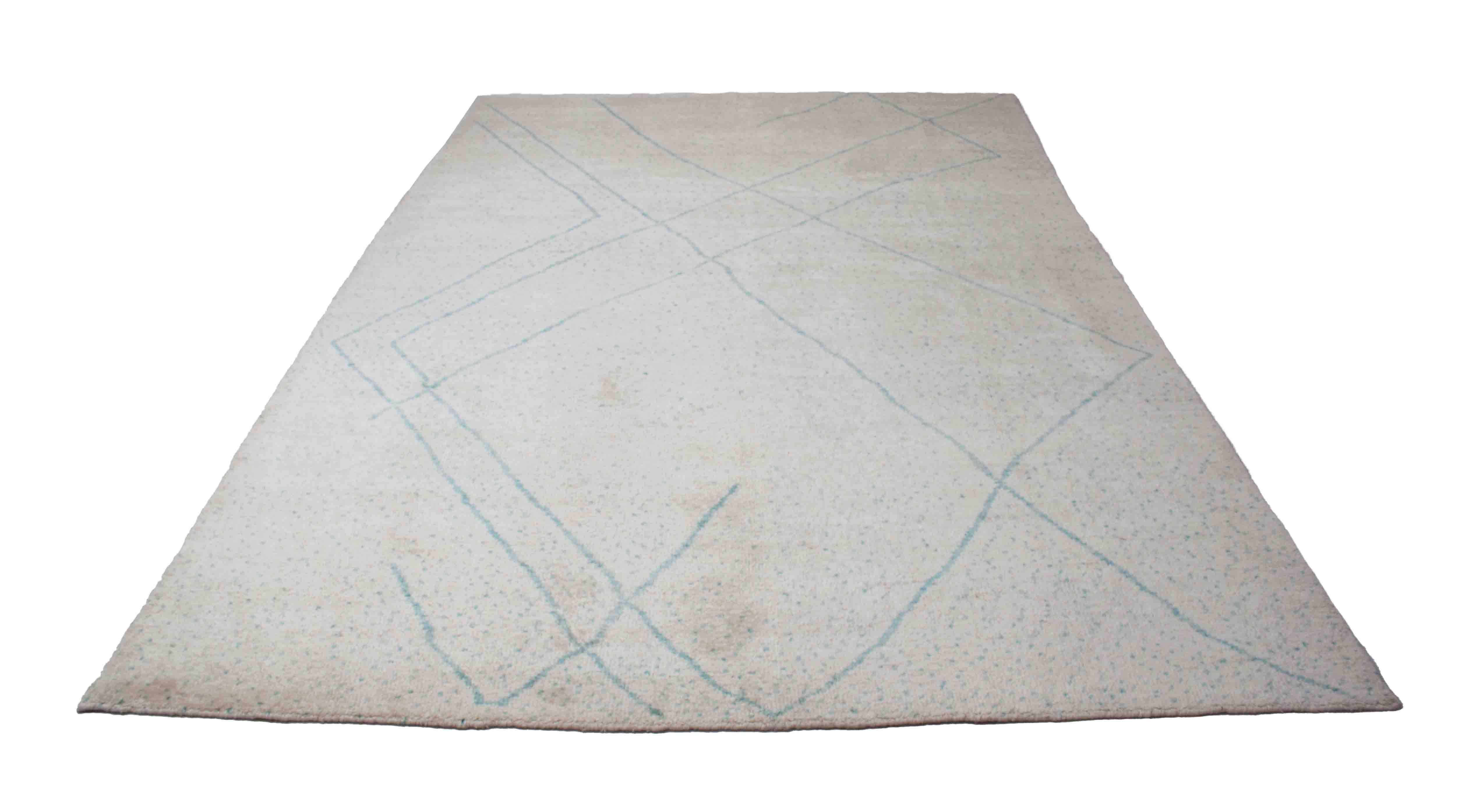 Melierter Beni Berber Teppich in cremeweiß und 292 cm x 198 cm groß