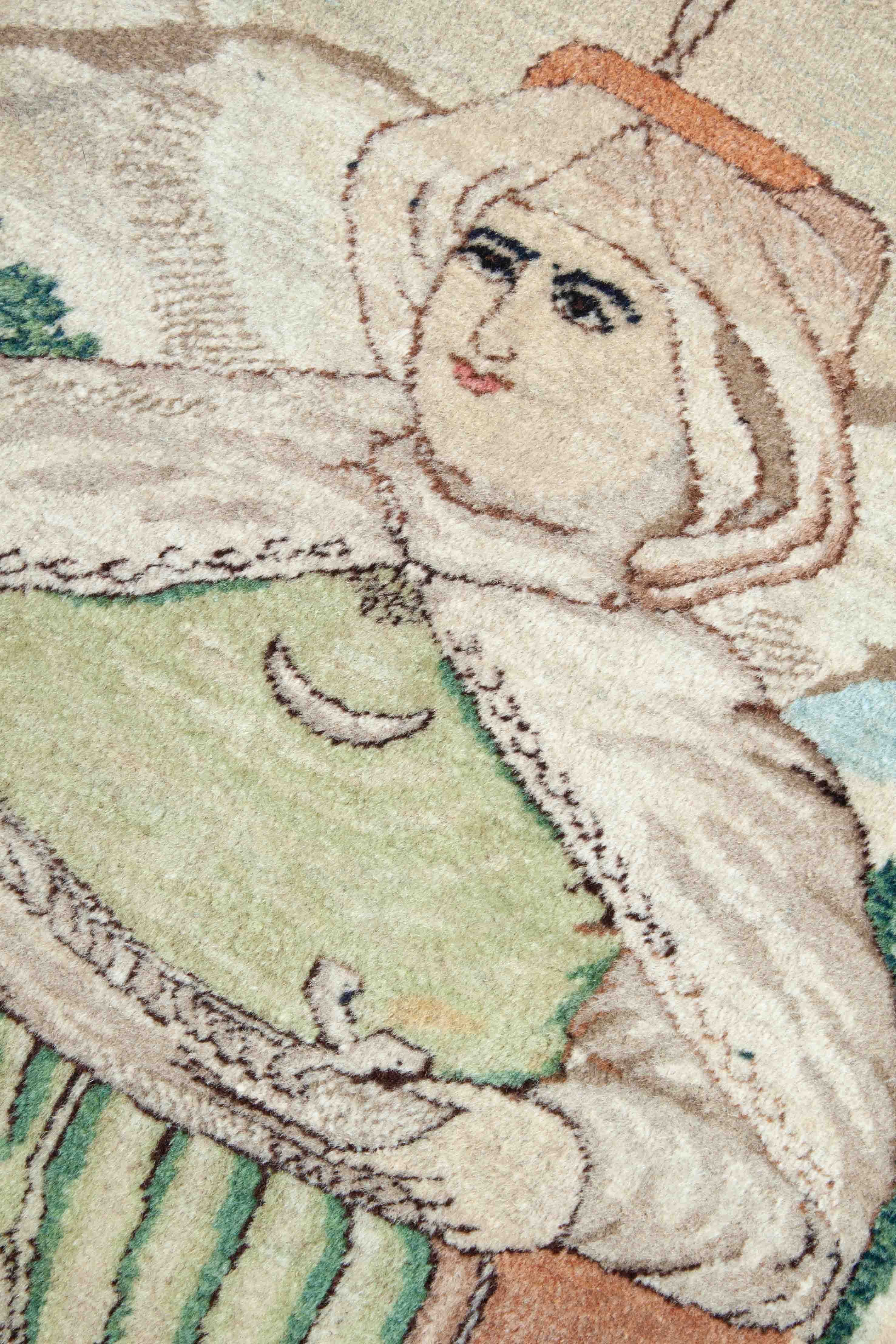 Eine Fotoaufnahme eines Kerman Teppichs.