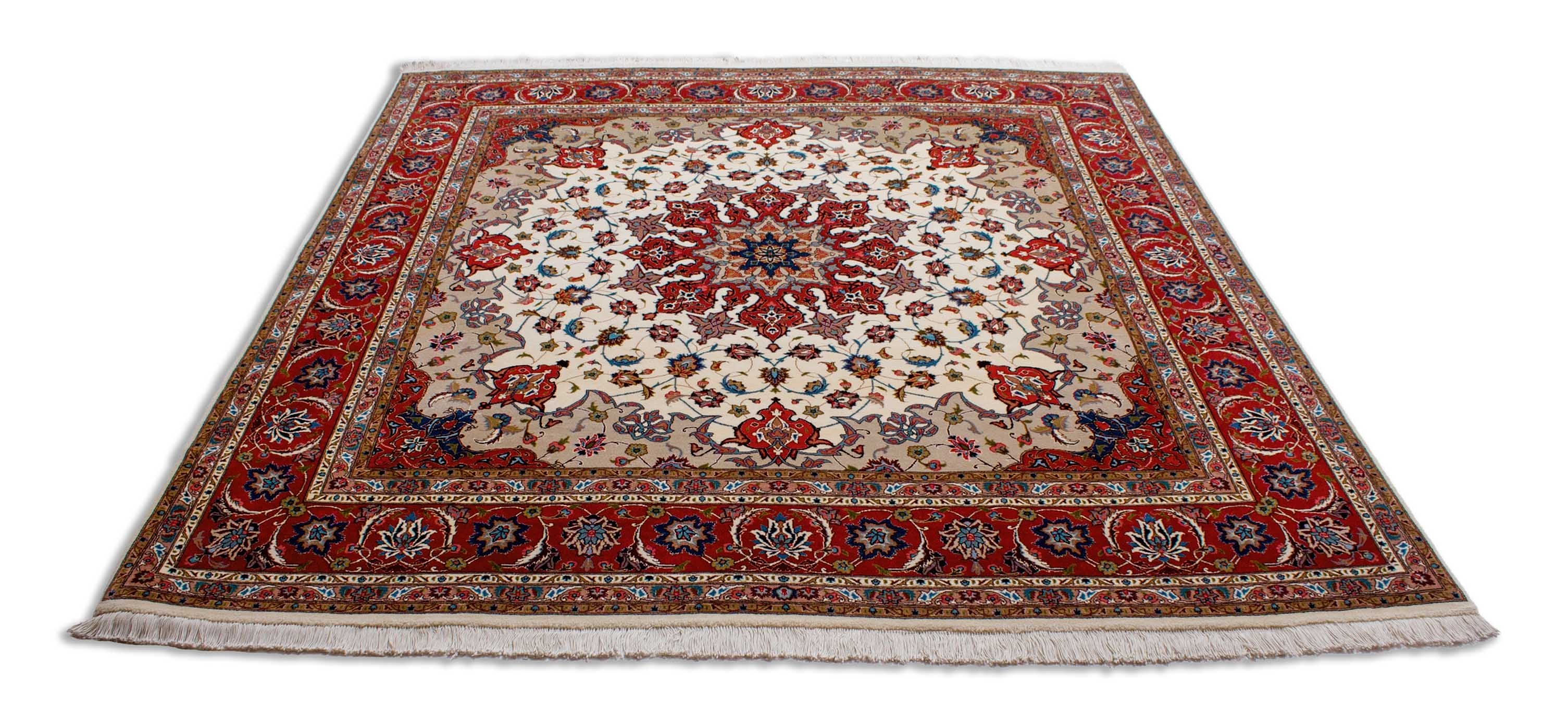 Eine Fotoaufnahme eines Täbriz Teppichs.