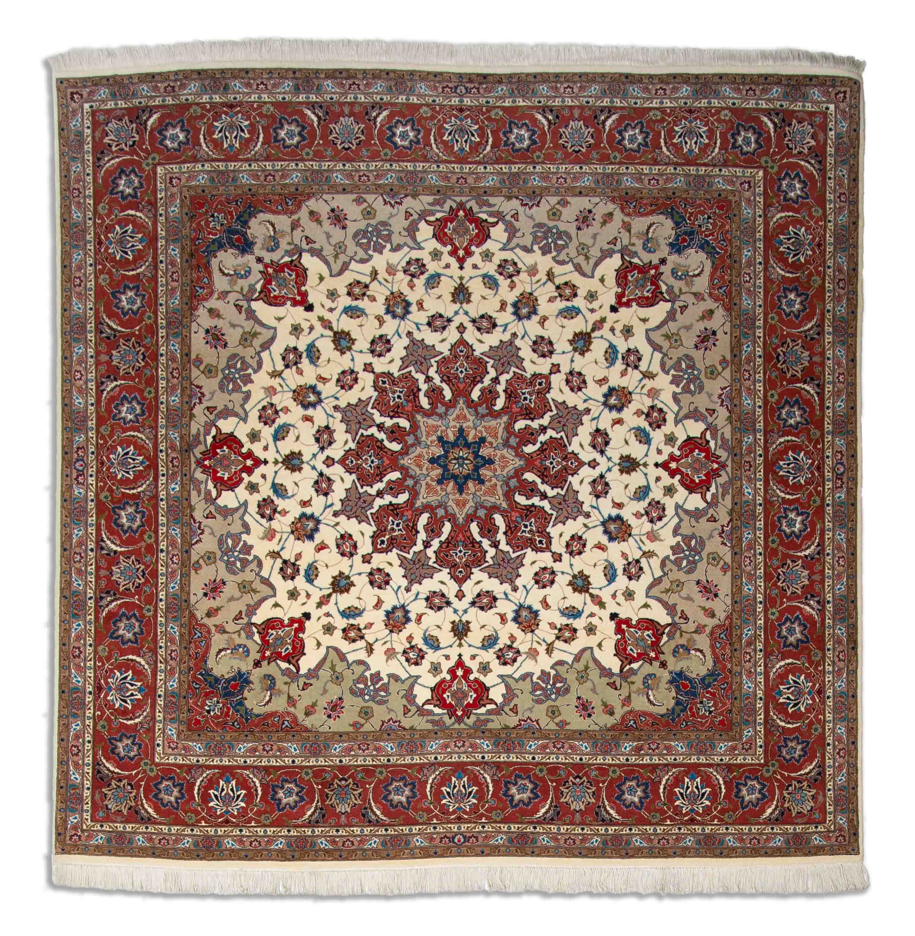 Eine Fotoaufnahme eines Täbriz Teppichs.