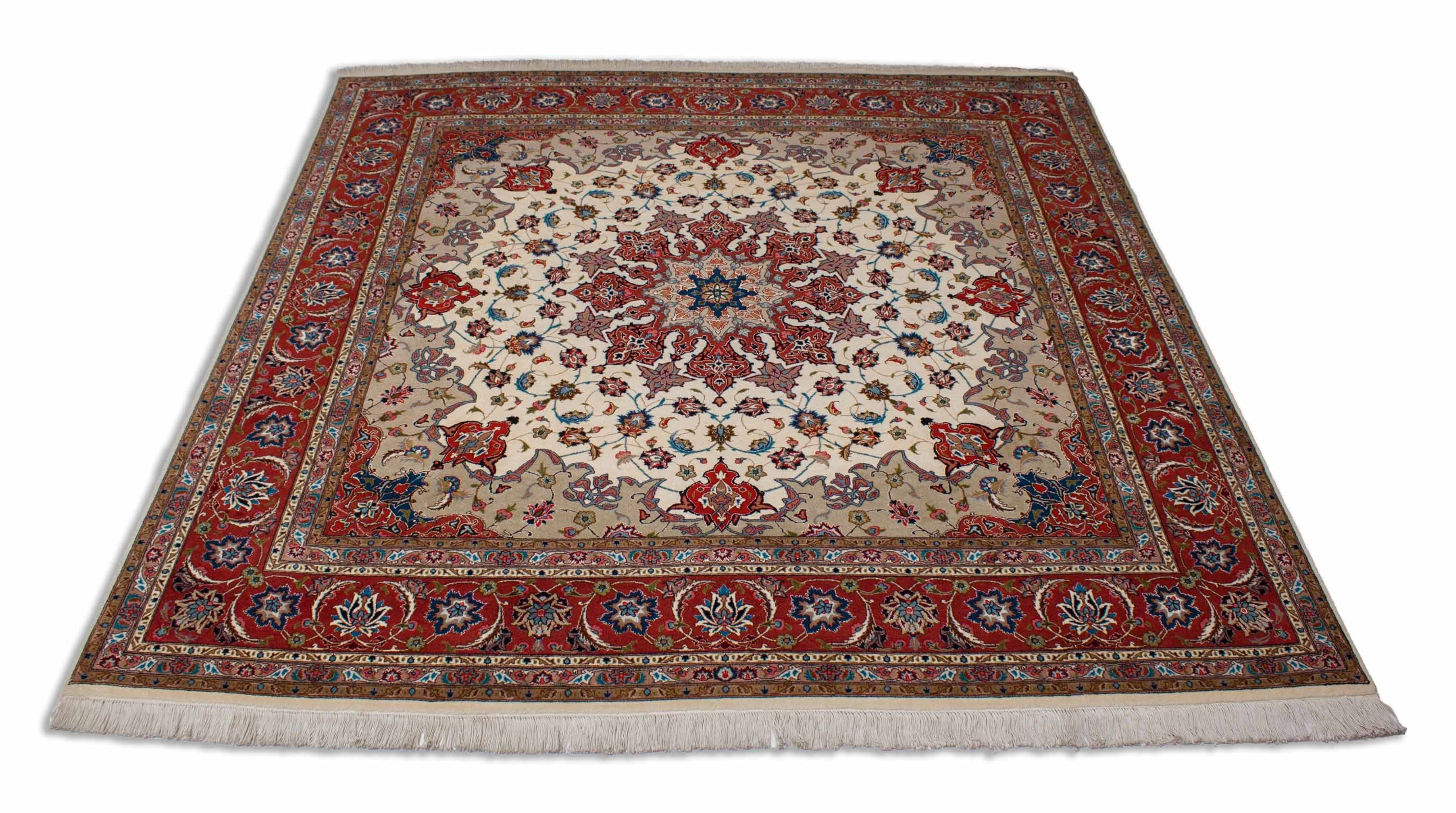 Eine Fotoaufnahme eines Täbriz Teppichs.