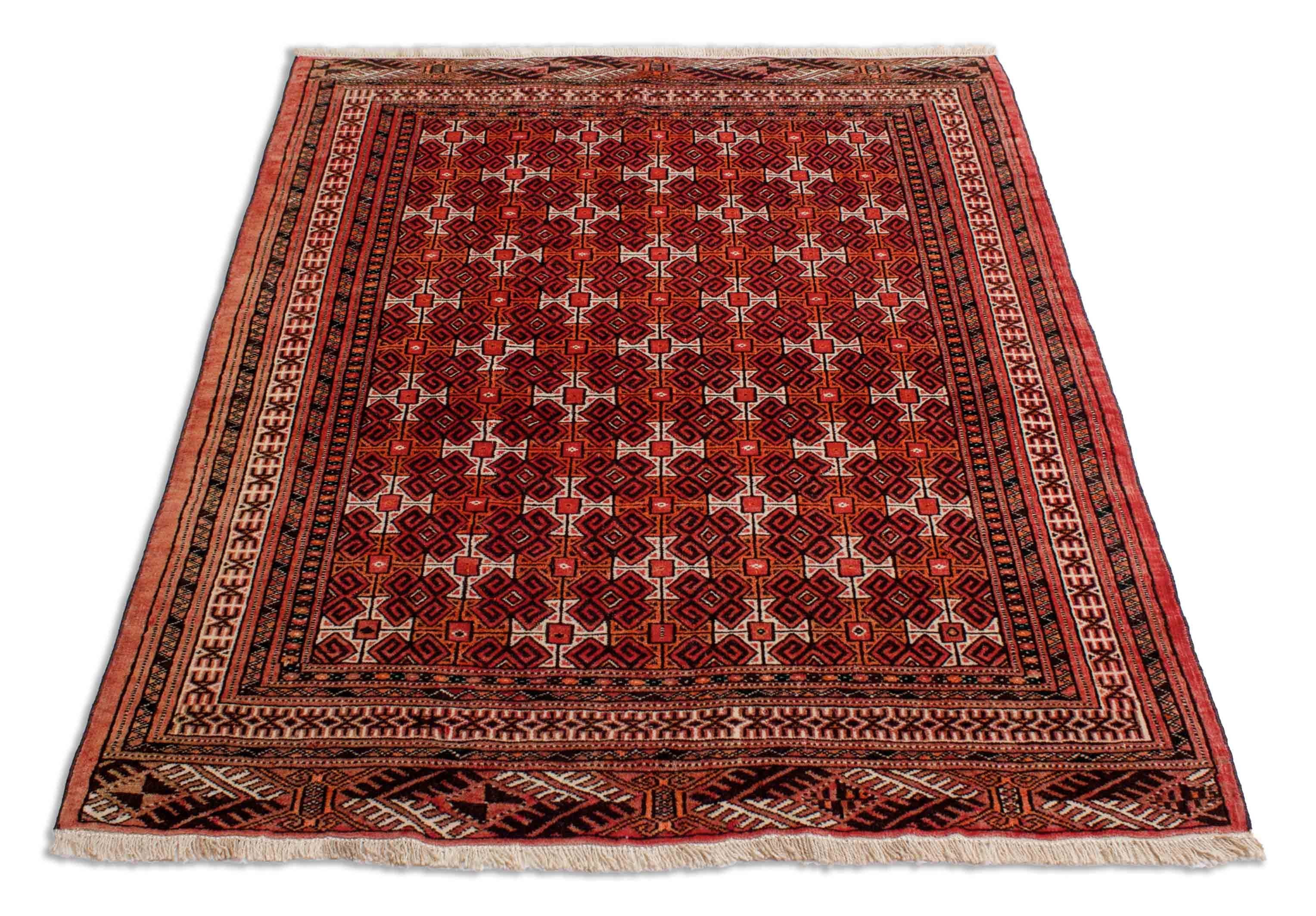 Turkmenischer Teppich in rostrot und 157 cm x 125 cm groß