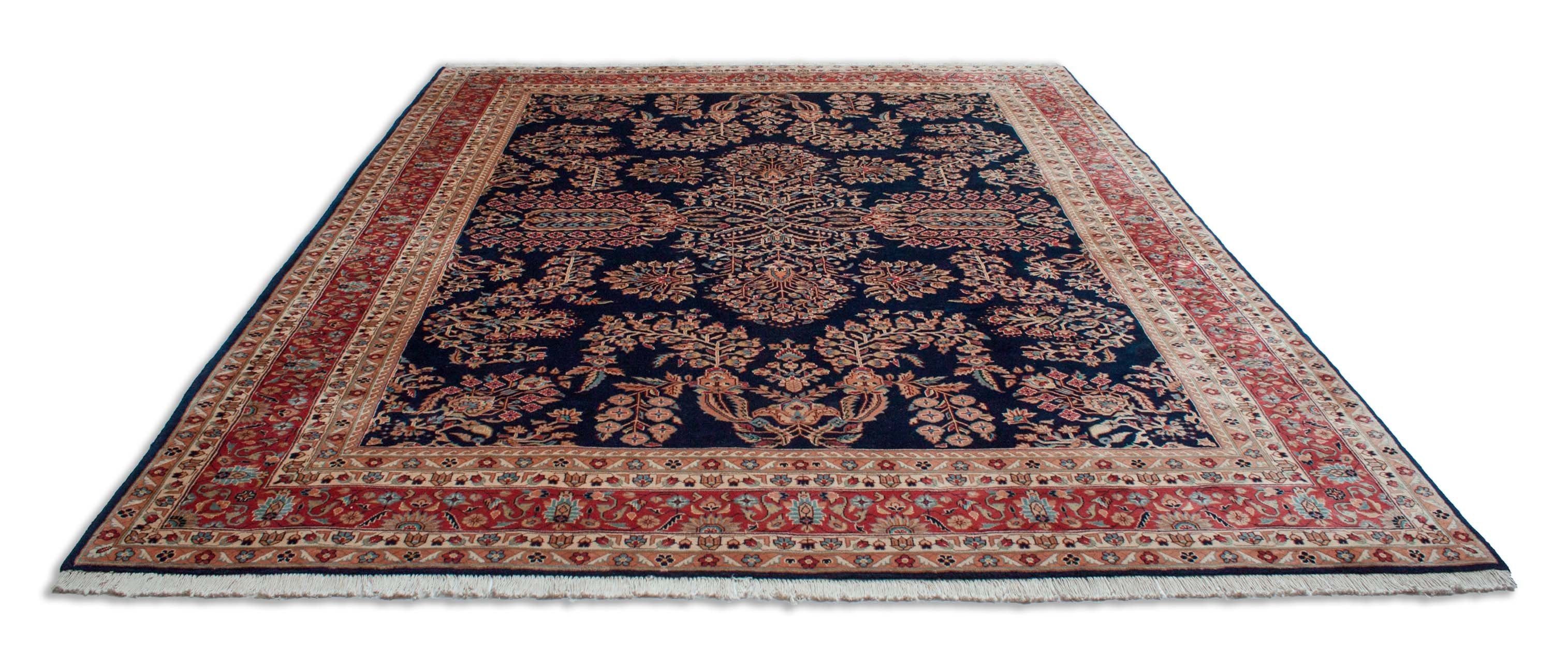 Eine Fotoaufnahme eines Sarough Teppichs.