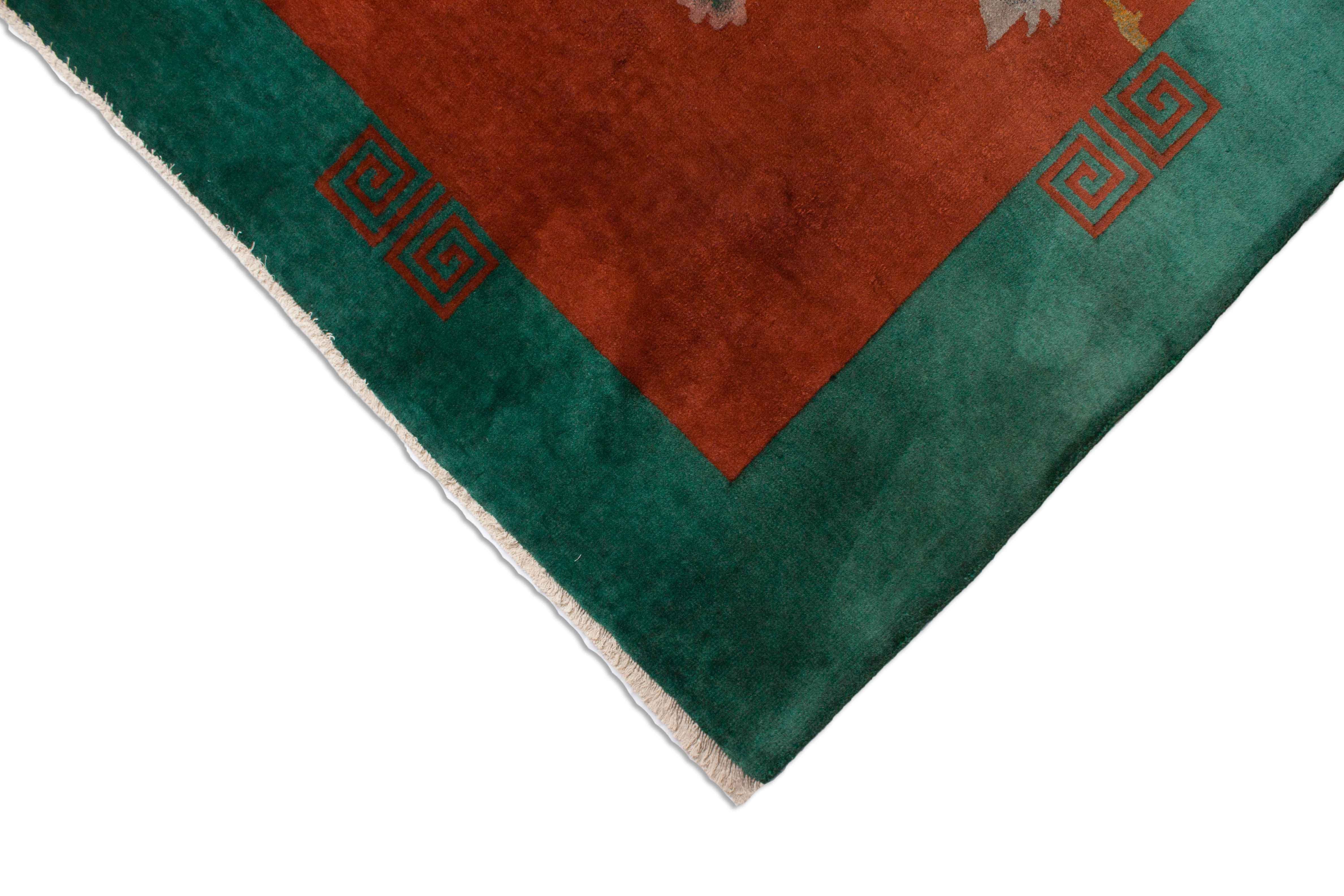 Eine Fotoaufnahme eines US Import China Teppich Teppichs.