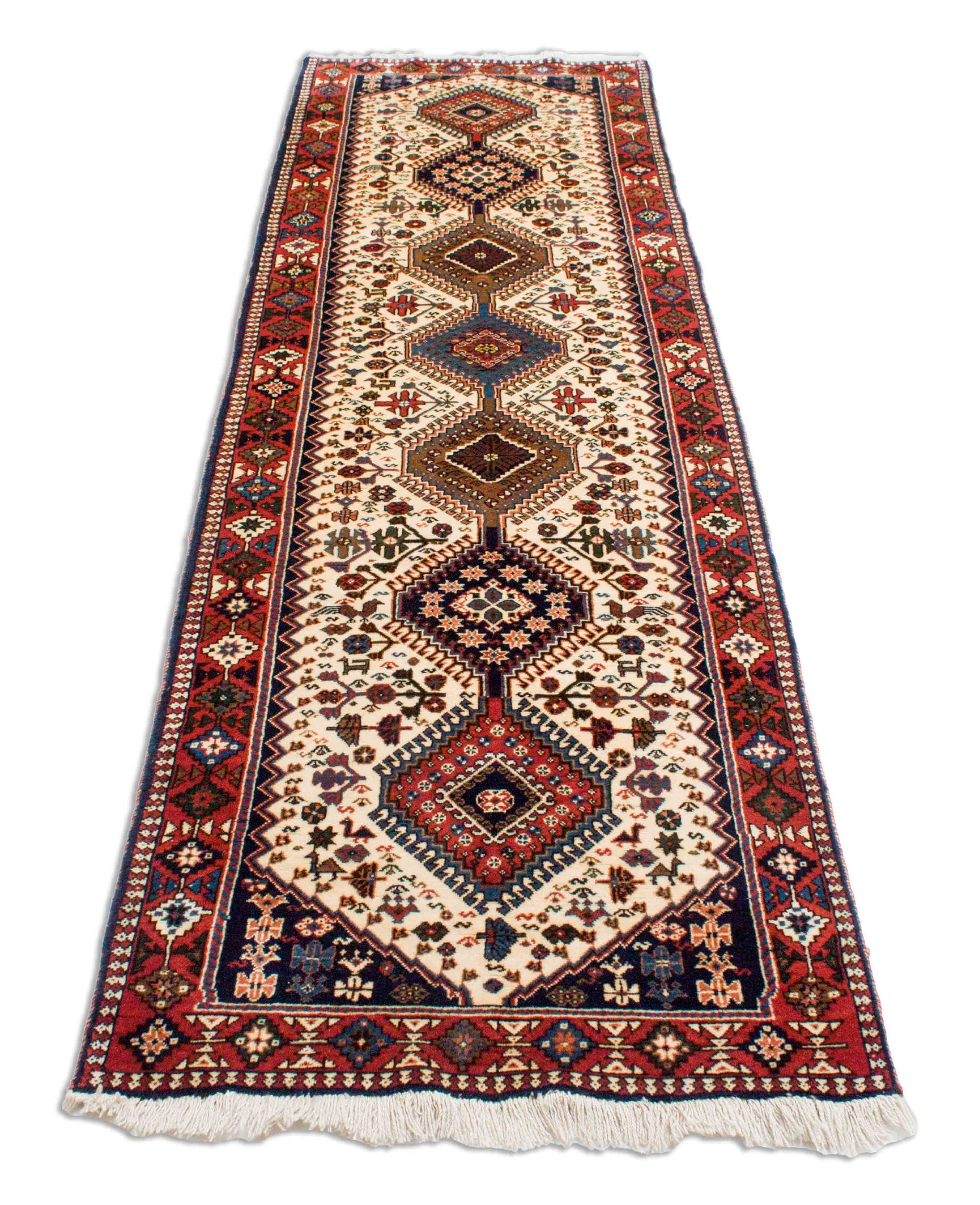 Eine Fotoaufnahme eines Yalameh Teppichs.