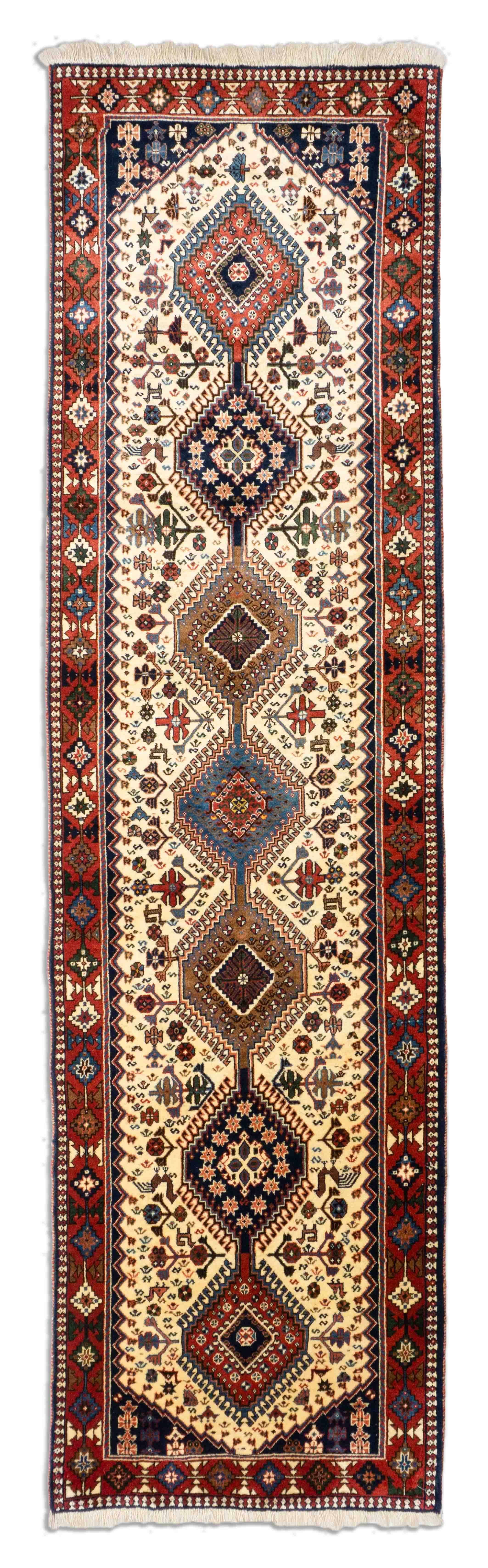 Eine Fotoaufnahme eines Yalameh Teppichs.