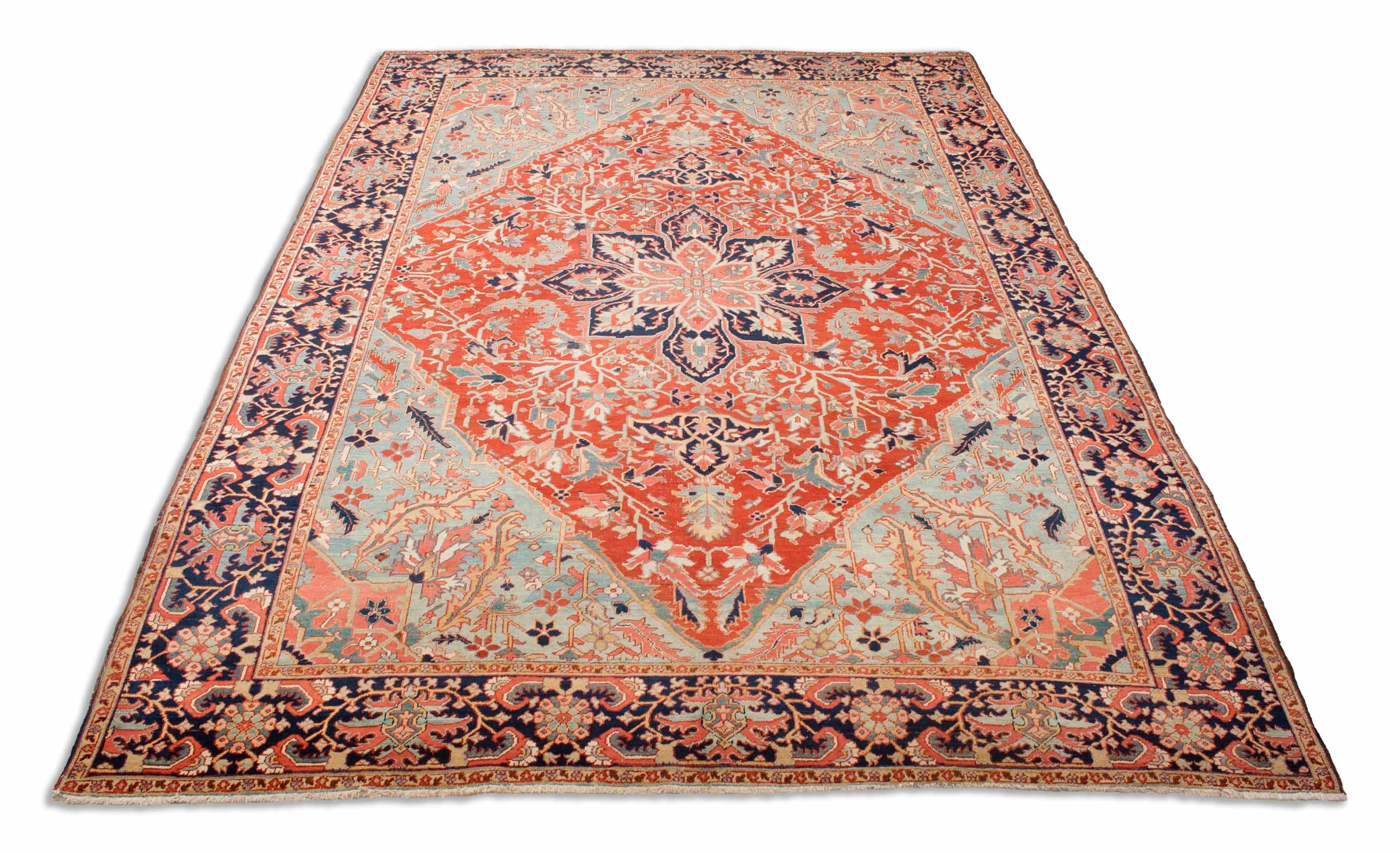 Eine Fotoaufnahme eines Heriz Teppichs.