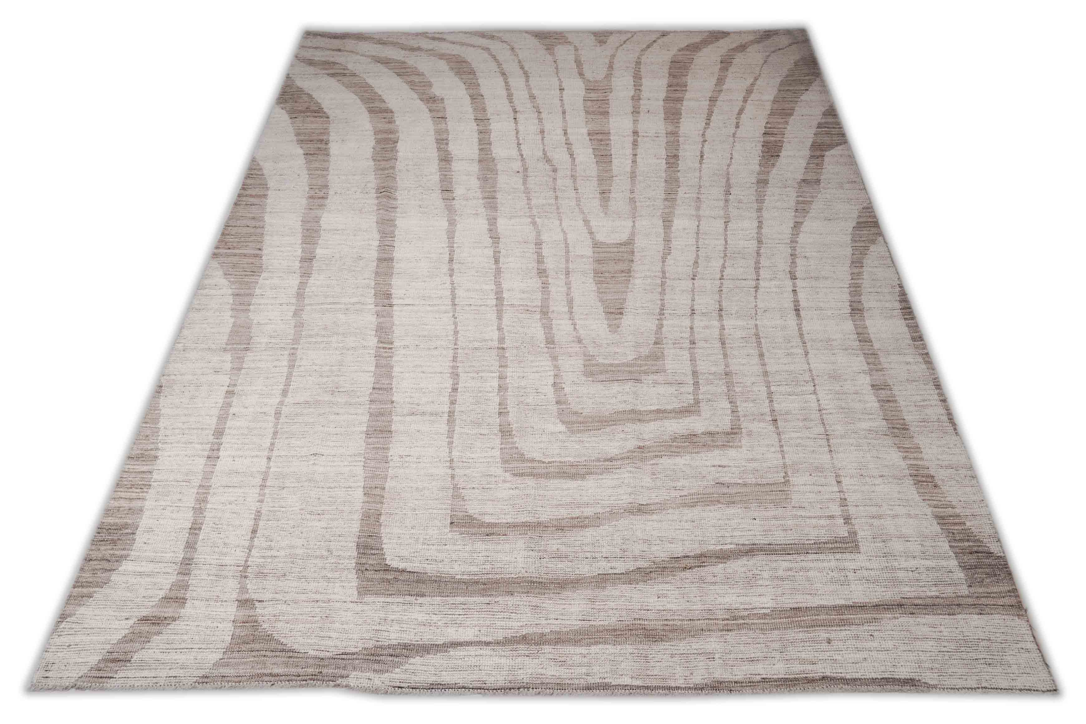 Beni Berber Teppich gestreit in beige und 363 cm x 281 cm groß