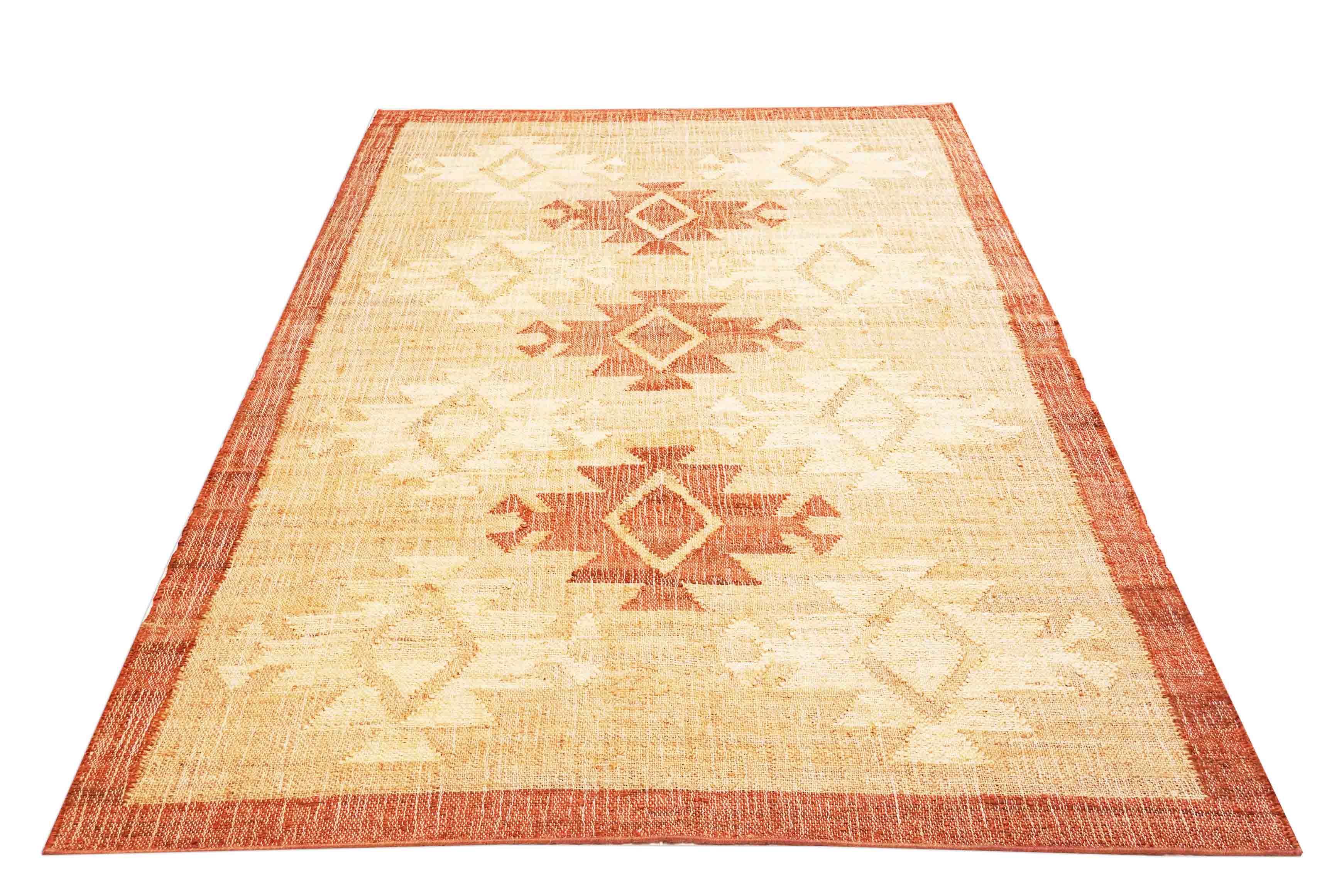 Jute Teppich in beige, Terracotta und 230 cm x 160 cm groß