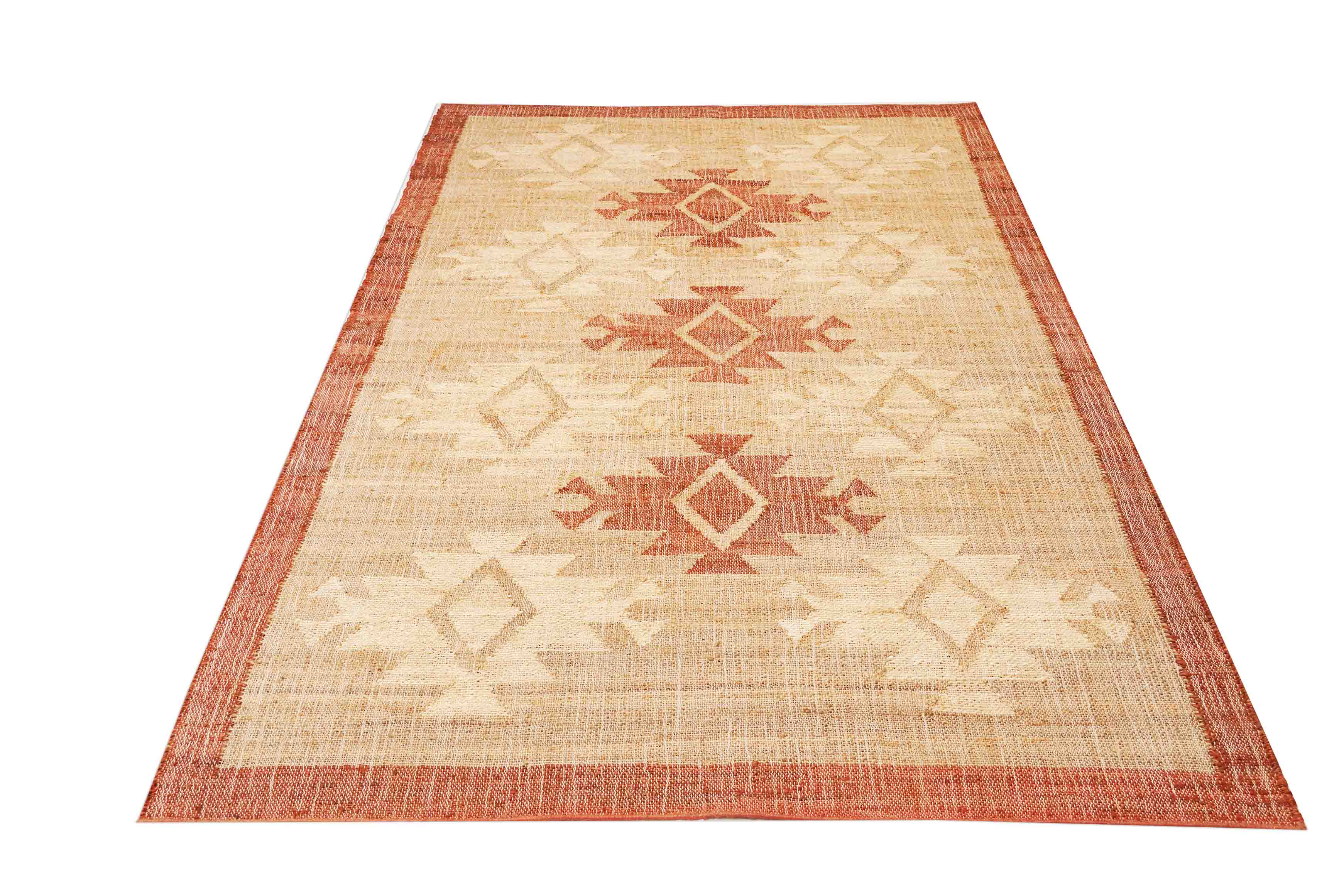 Jute Teppich in beige, Terracotta und 230 cm x 160 cm groß