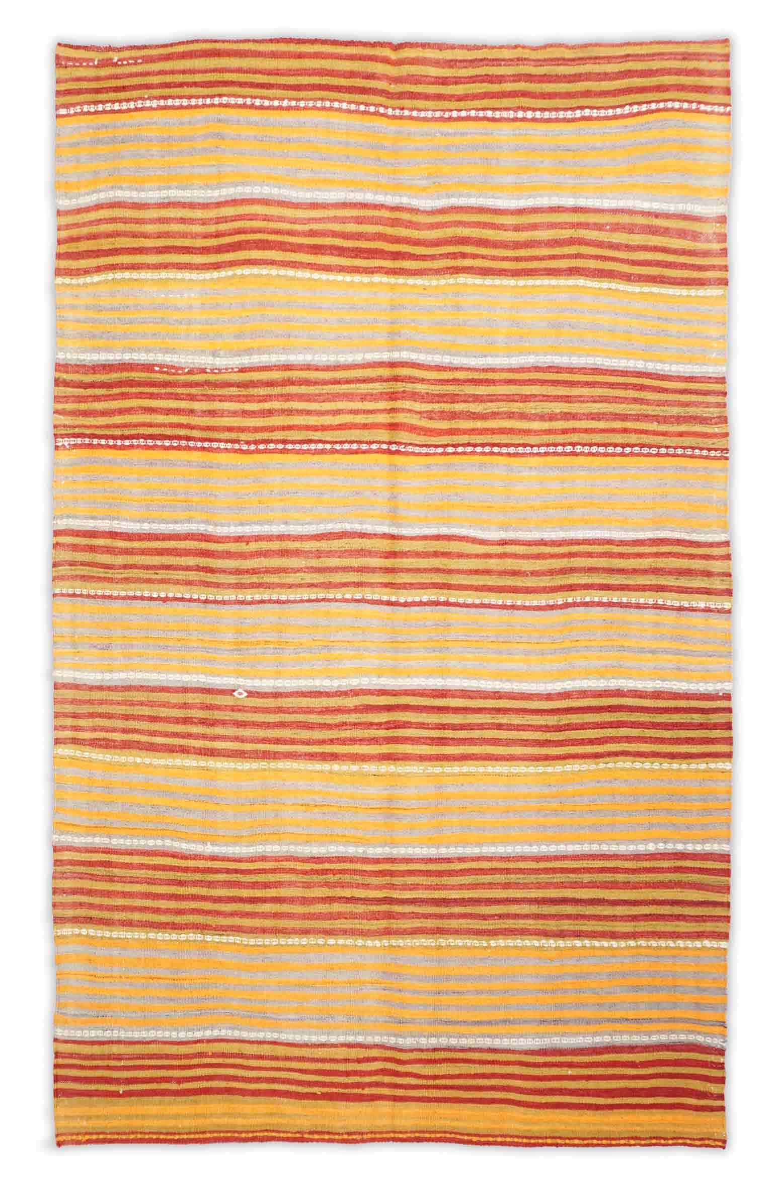 Melierter alter Kelim Teppich in hellrot und 271 cm x 160 cm groß