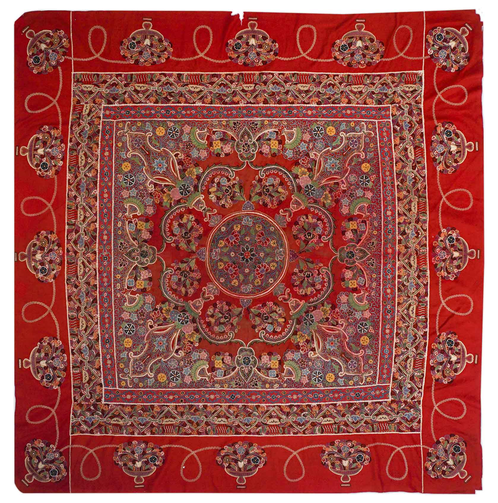 Antiker Suzani - Kaschmir Schal | 200 cm x 196 cm | Nr. Z-1973