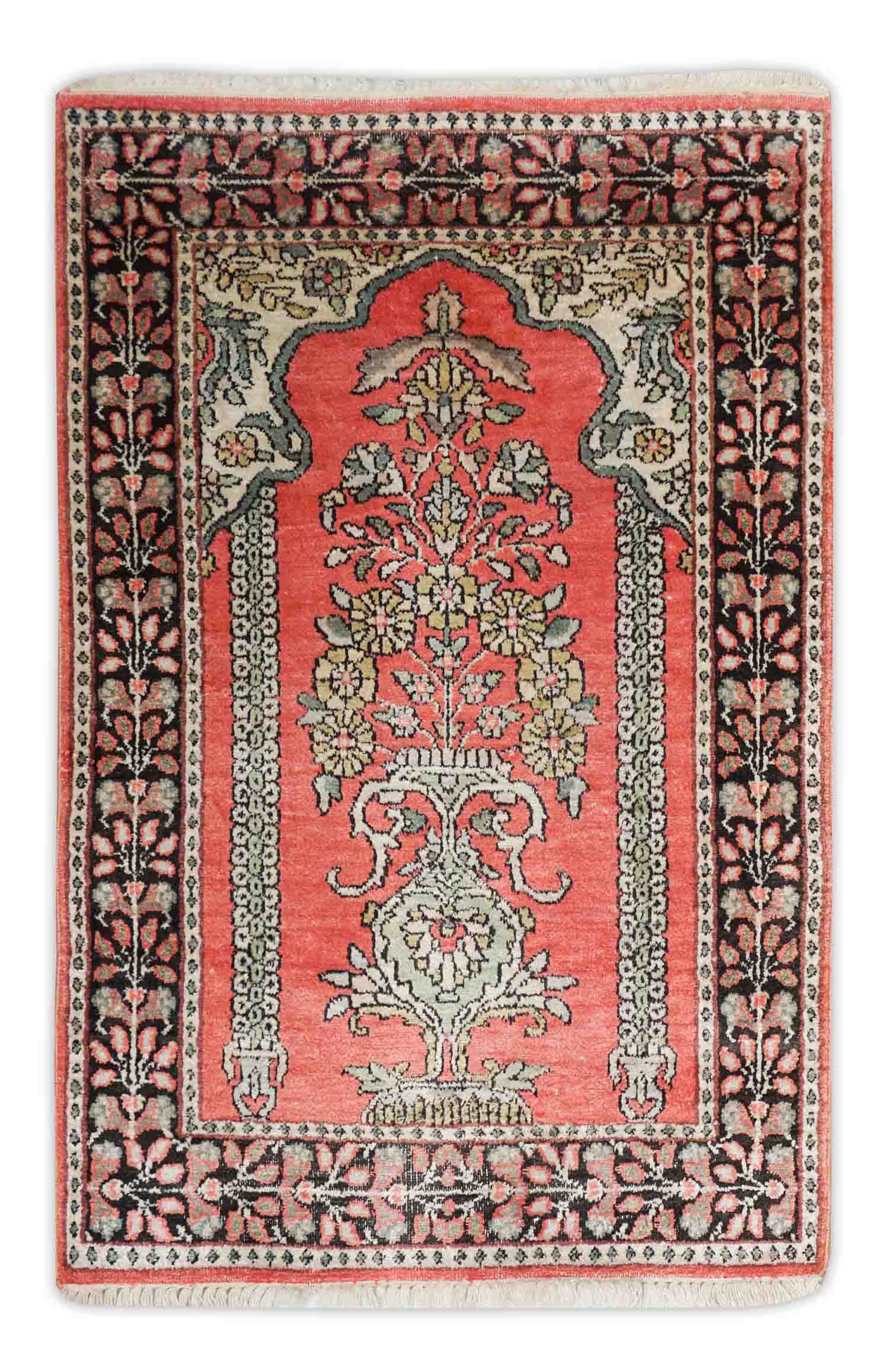 Kaschmir Teppich aus reiner Seide | 94 cm x 62 cm | Nr. Z-1999