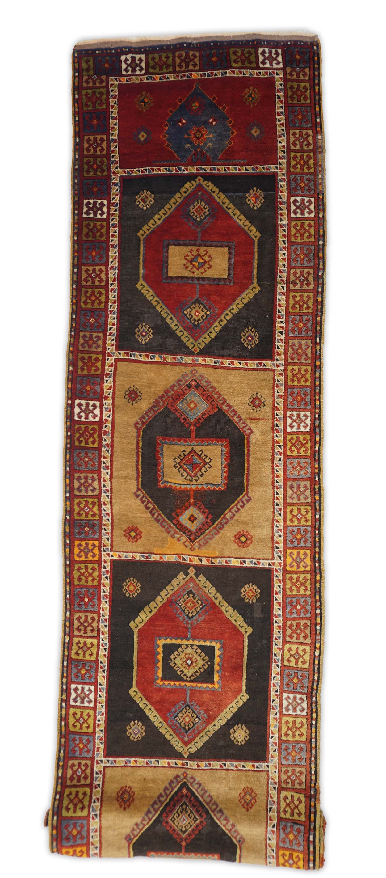 Antiker Kordi Läufer in gold und 500 cm x 107 cm groß