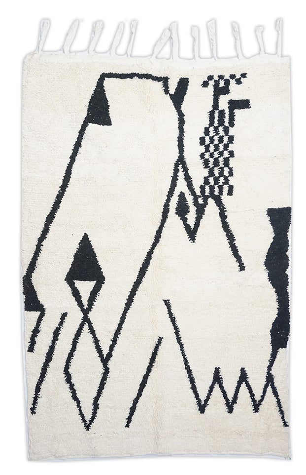 Marokkanischer Berberteppich in schwarz-weiß und 238 cm x 162 cm groß