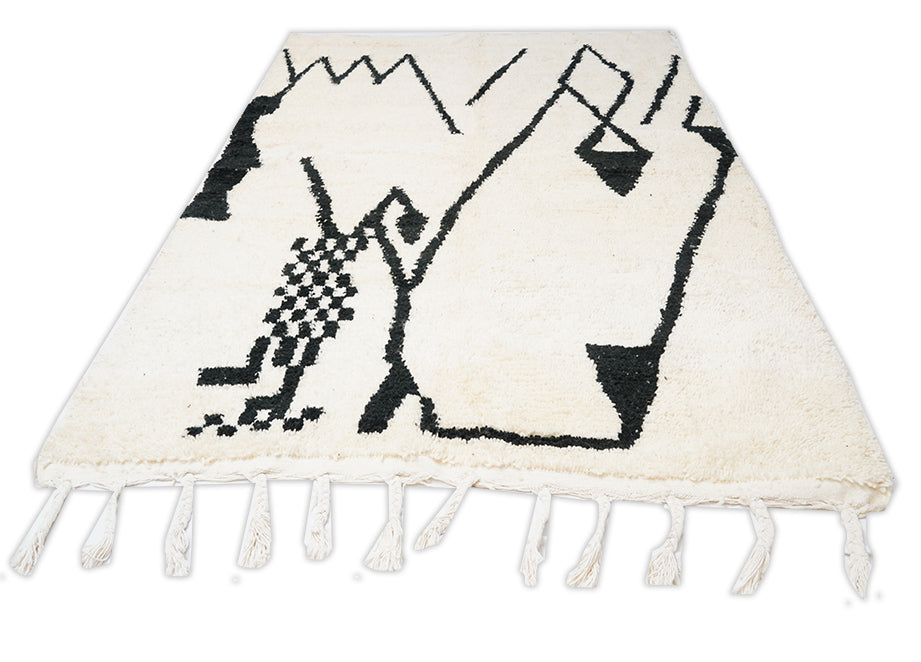 Marokkanischer Berberteppich in schwarz-weiß und 238 cm x 162 cm groß