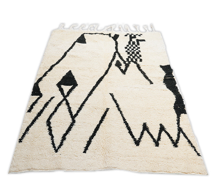 Marokkanischer Berberteppich in schwarz-weiß und 238 cm x 162 cm groß
