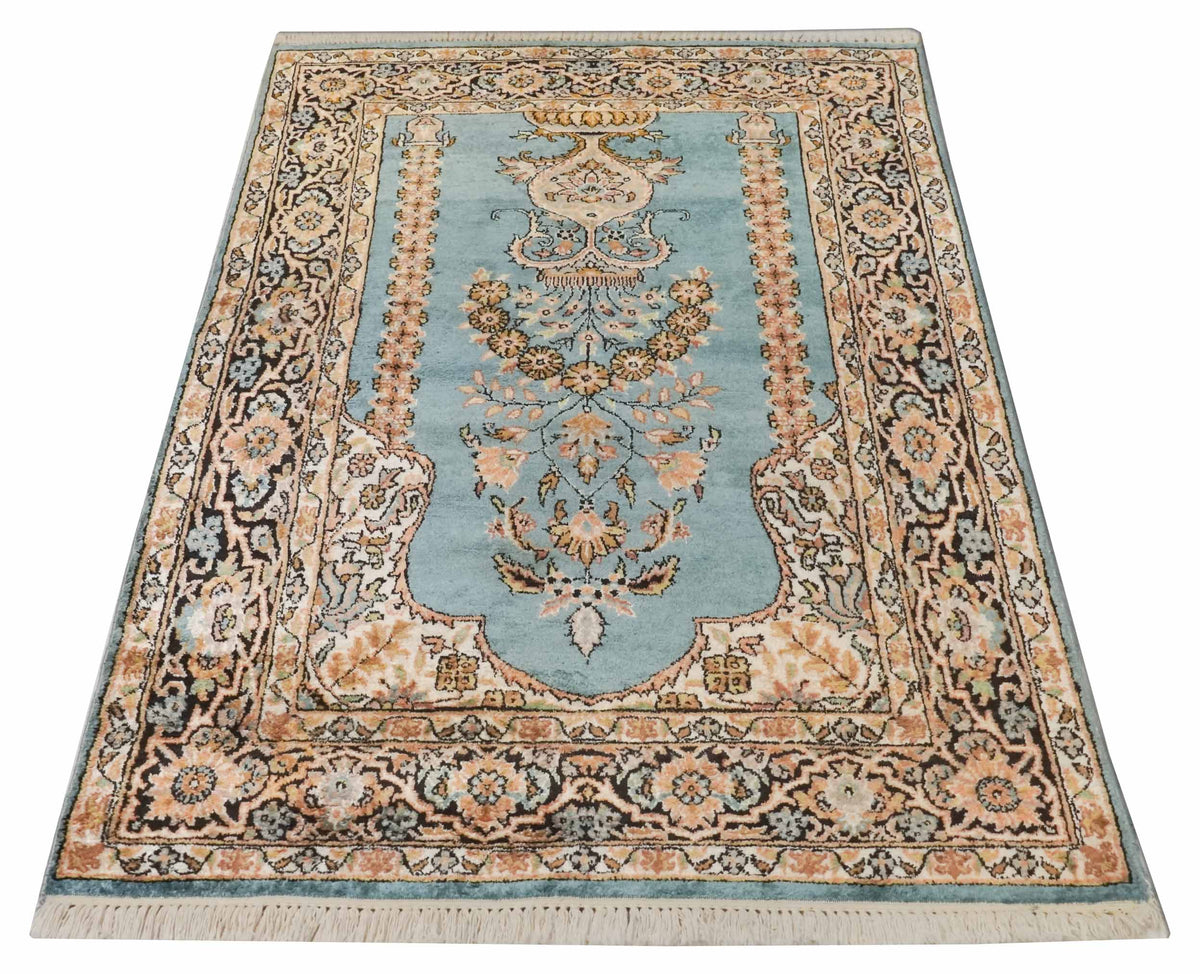 Kaschmir Teppich aus reiner Seide | 160 cm x 91 cm | Nr. Z-4641