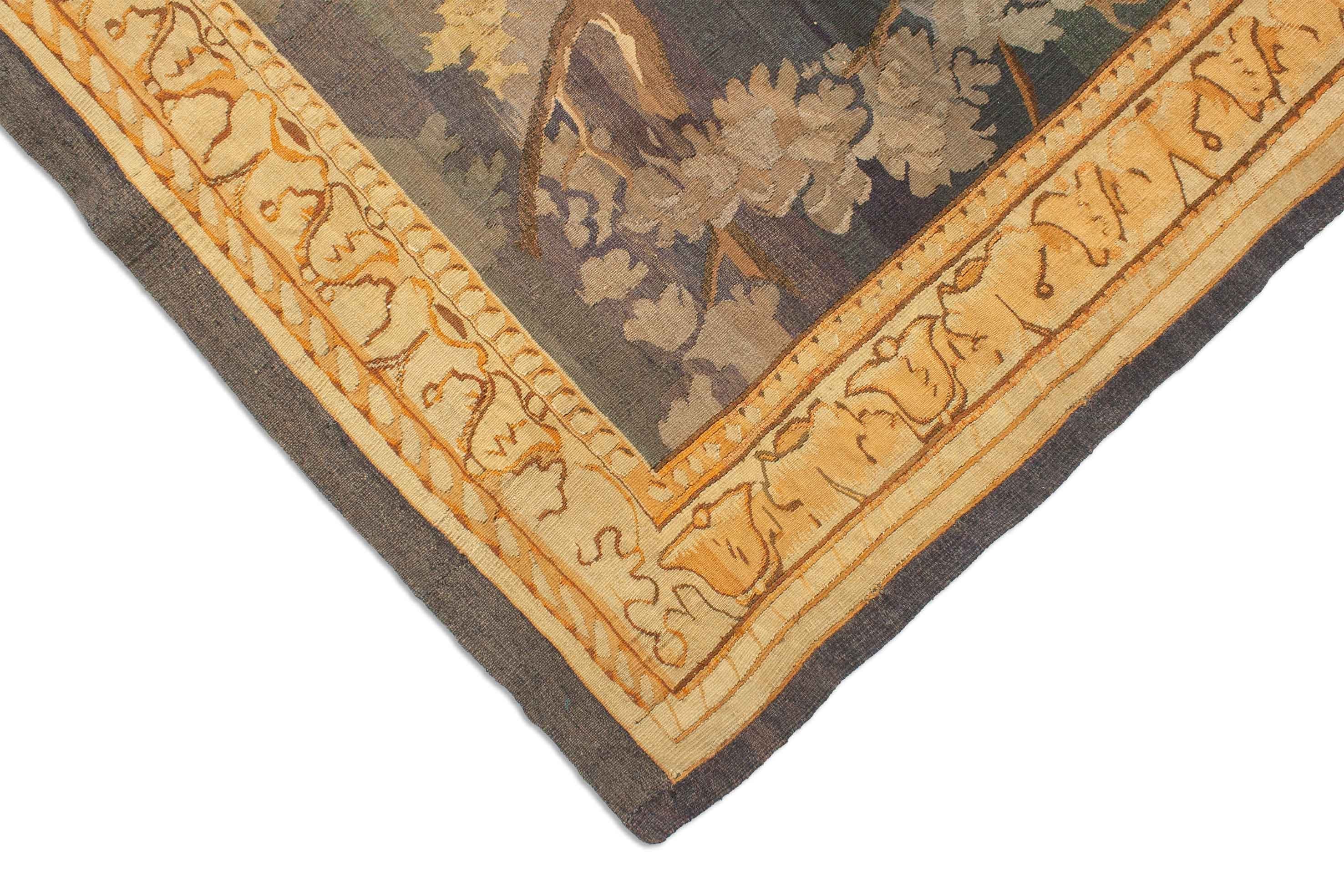 Eine Fotoaufnahme eines Tapisserie Teppich Teppichs.