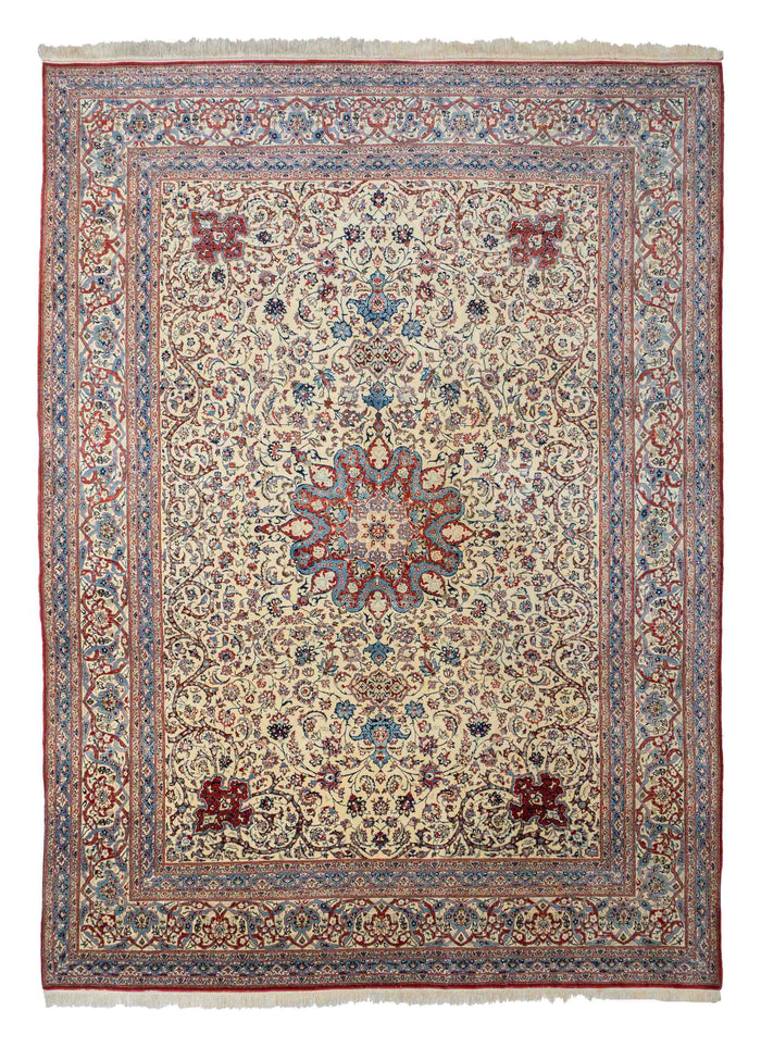 alter Nain Tudeshk Teppich in hellrot und 308 cm x 235 cm groß