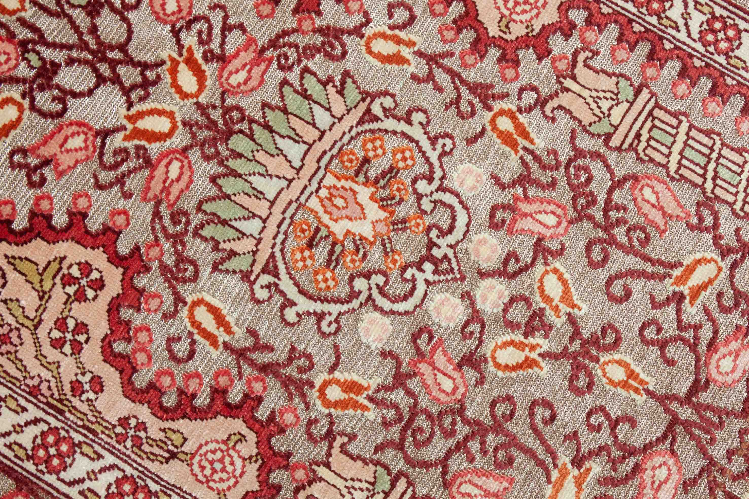 Bild vom Hereke aus reiner Seide mit Goldfäden Teppich - 2