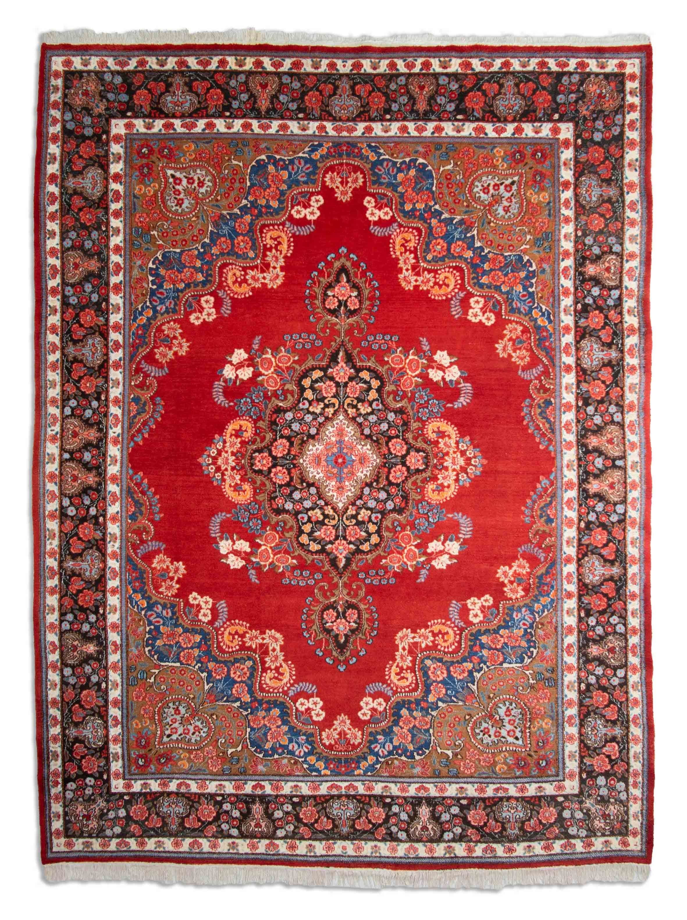 Eine Fotoaufnahme eines Meschad Teppichs.