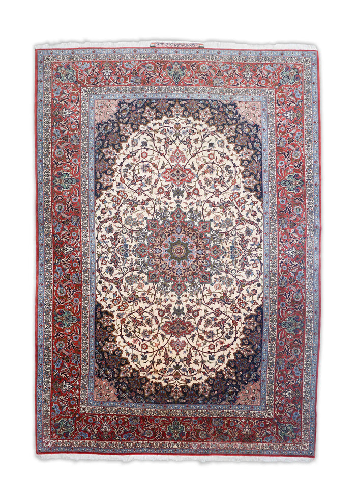 Isfahan Seirafian Orient Teppich in dunkelrot, cremeweiß und 303 cm x 210 cm  groß